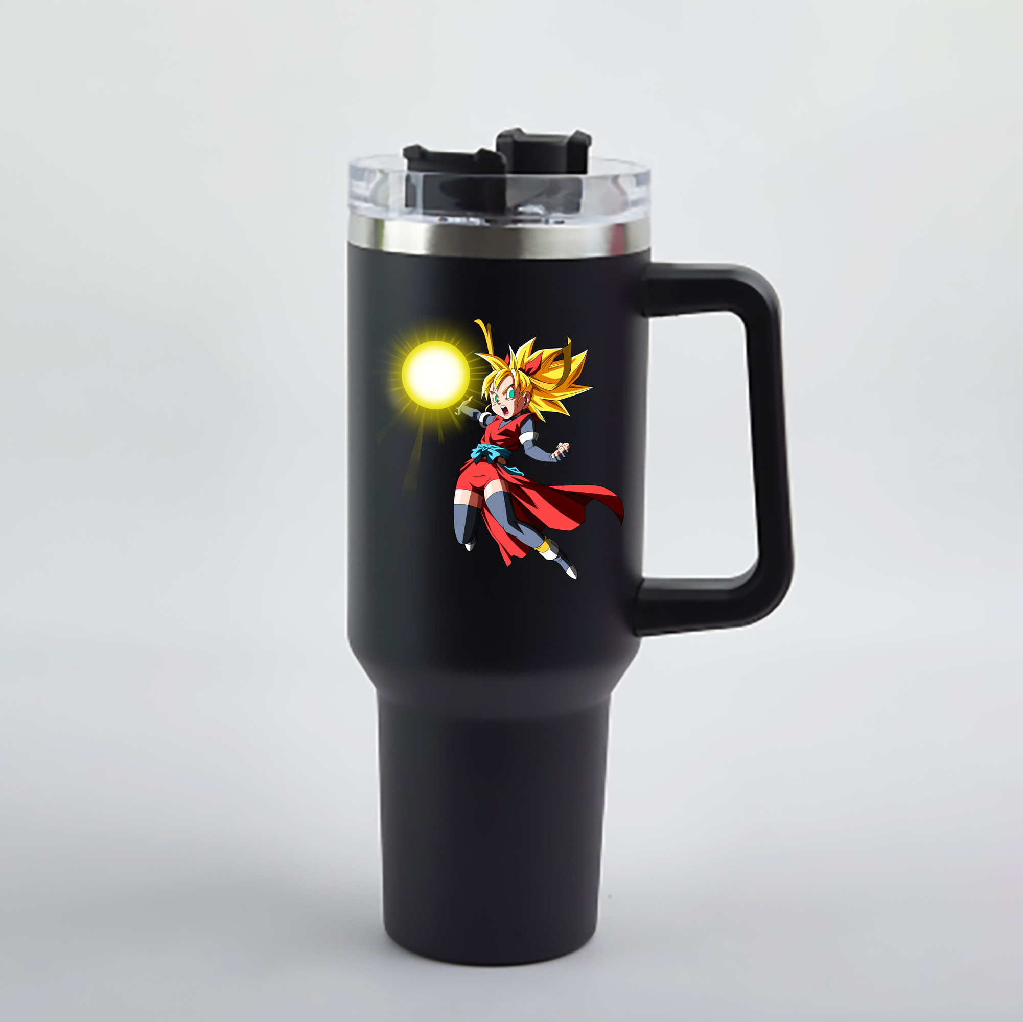 （画像用） ドラゴンボール カリフラ DRAGON BALL Caulifla 1200mL車用タンブラー - クリスタルステッカー（プラスチックストロー付き）