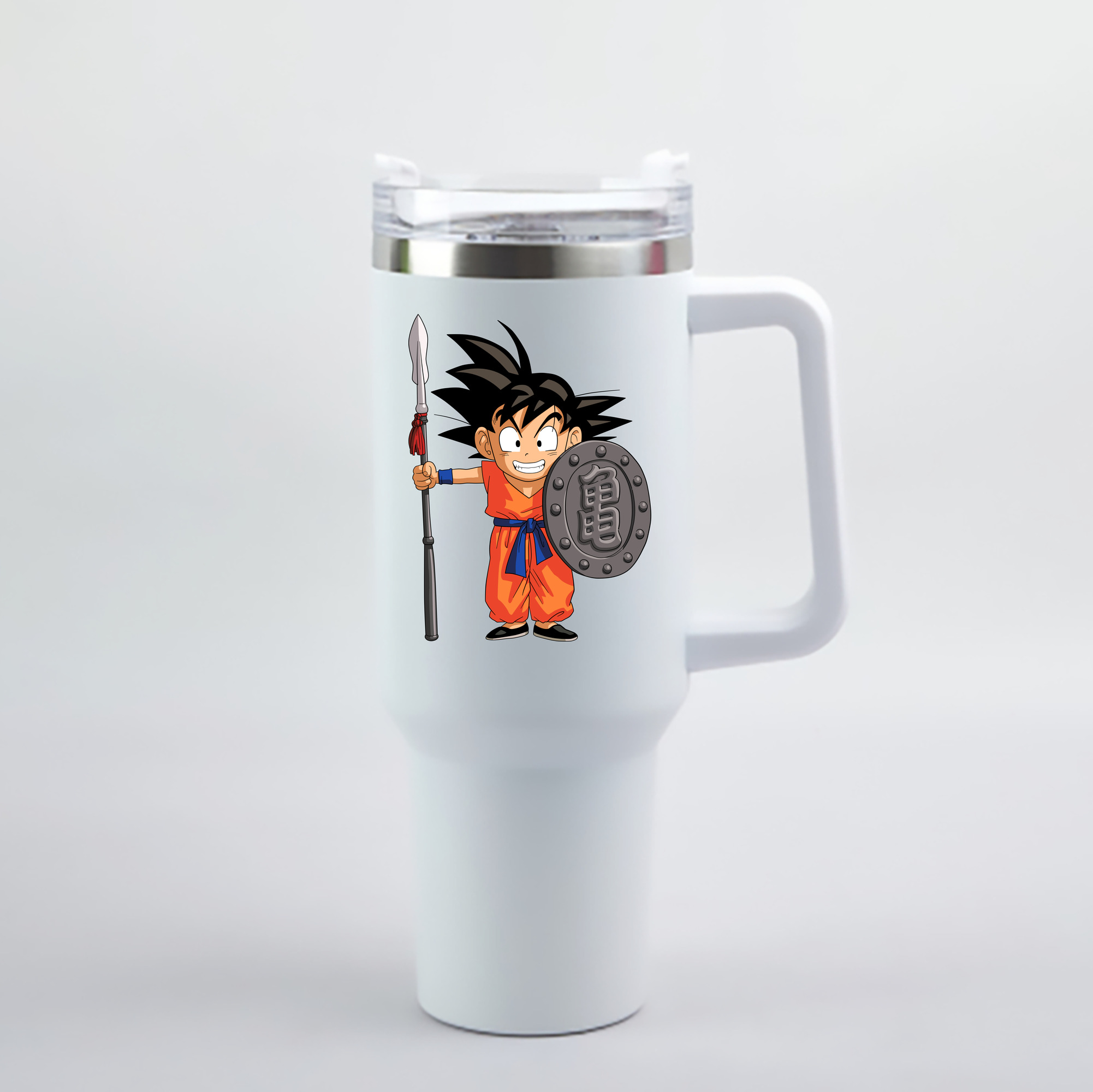（画像用） ドラゴンボール 孫悟空（そん ごくう）Son Goku カカロット DRAGON BALL Kakarotto 1200mL車用タンブラー - クリスタルステッカー（プラスチックストロー付き）