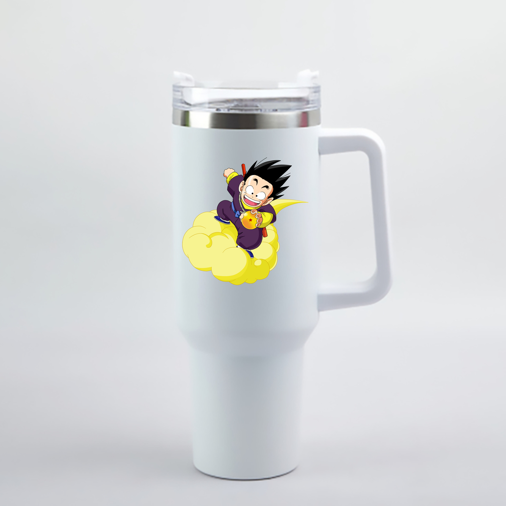 （画像用） ドラゴンボール 孫悟空（そん ごくう）Son Goku カカロット DRAGON BALL Kakarotto 1200mL車用タンブラー - クリスタルステッカー（プラスチックストロー付き）