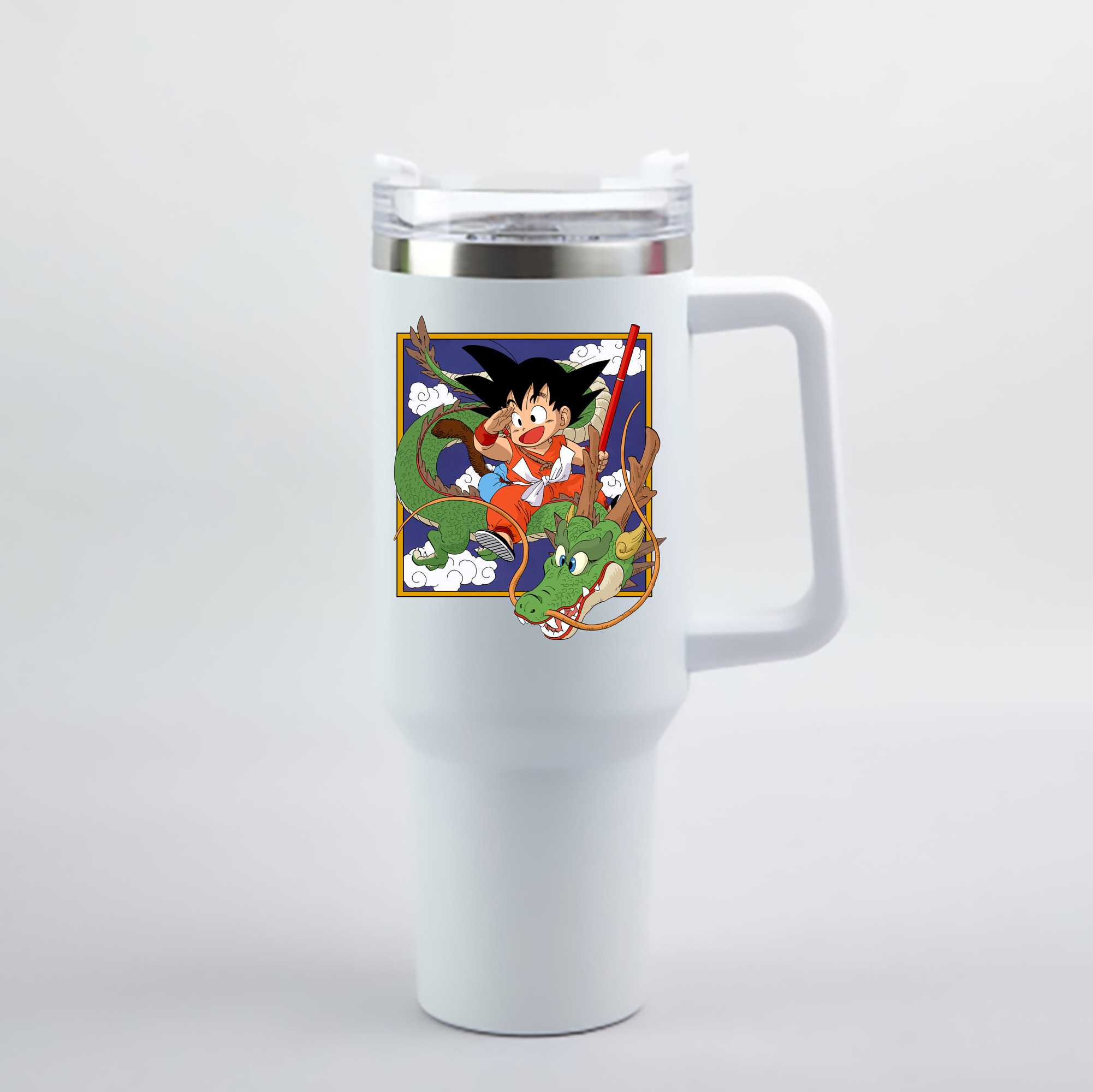 （画像用） ドラゴンボール 孫悟空（そん ごくう）Son Goku カカロット DRAGON BALL Kakarotto 1200mL車用タンブラー - クリスタルステッカー（プラスチックストロー付き）