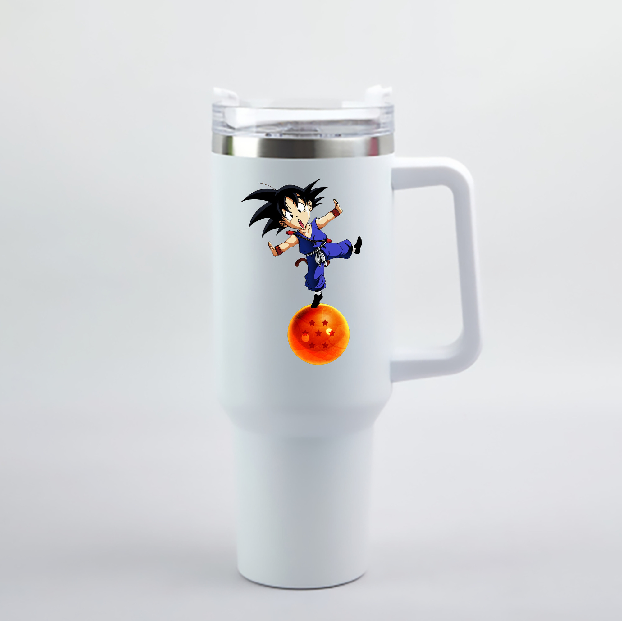 （画像用） ドラゴンボール 孫悟空（そん ごくう）Son Goku カカロット DRAGON BALL Kakarotto 1200mL車用タンブラー - クリスタルステッカー（プラスチックストロー付き）