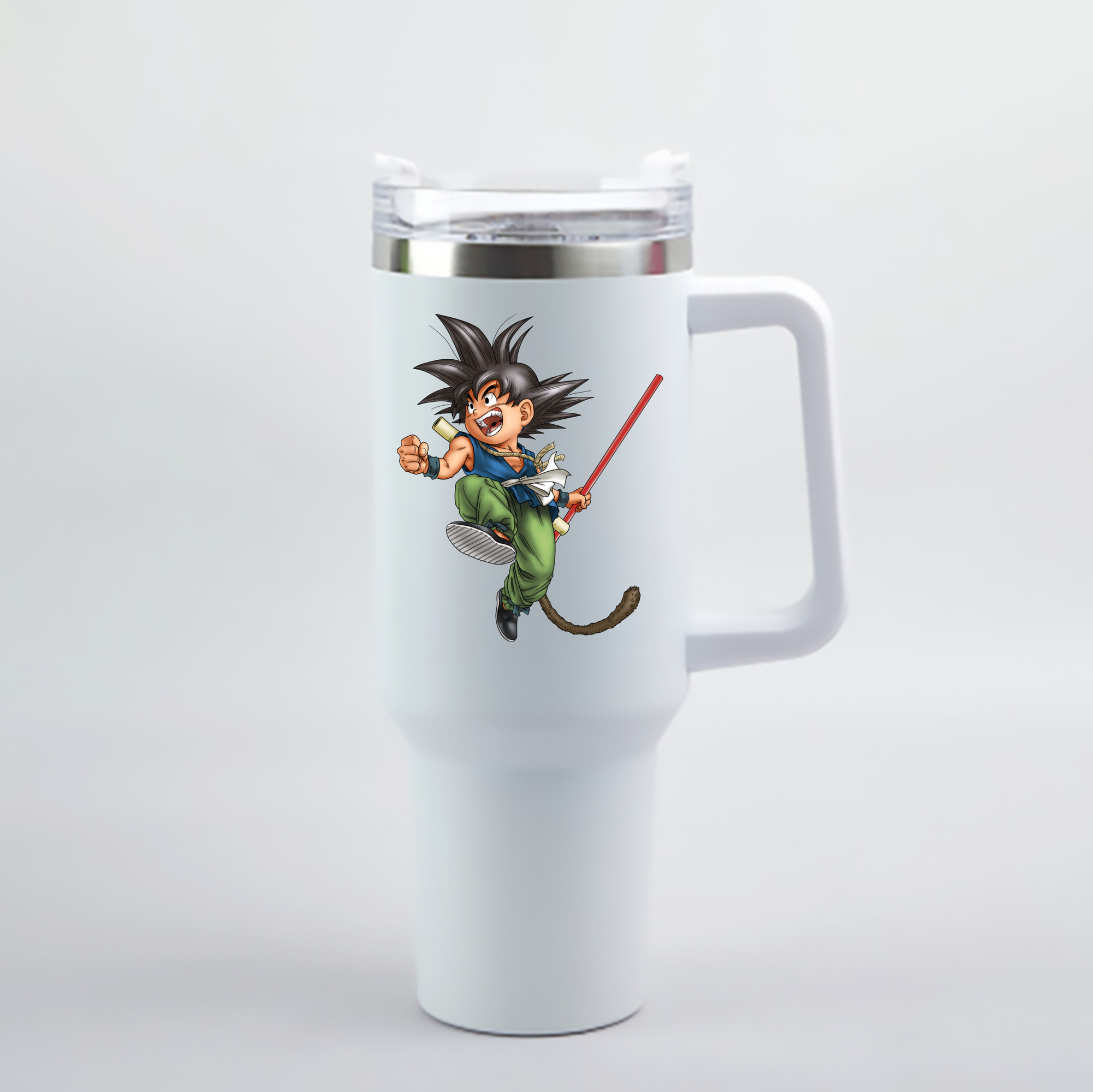 （画像用） ドラゴンボール 孫悟空（そん ごくう）Son Goku カカロット DRAGON BALL Kakarotto 1200mL車用タンブラー - クリスタルステッカー（プラスチックストロー付き）