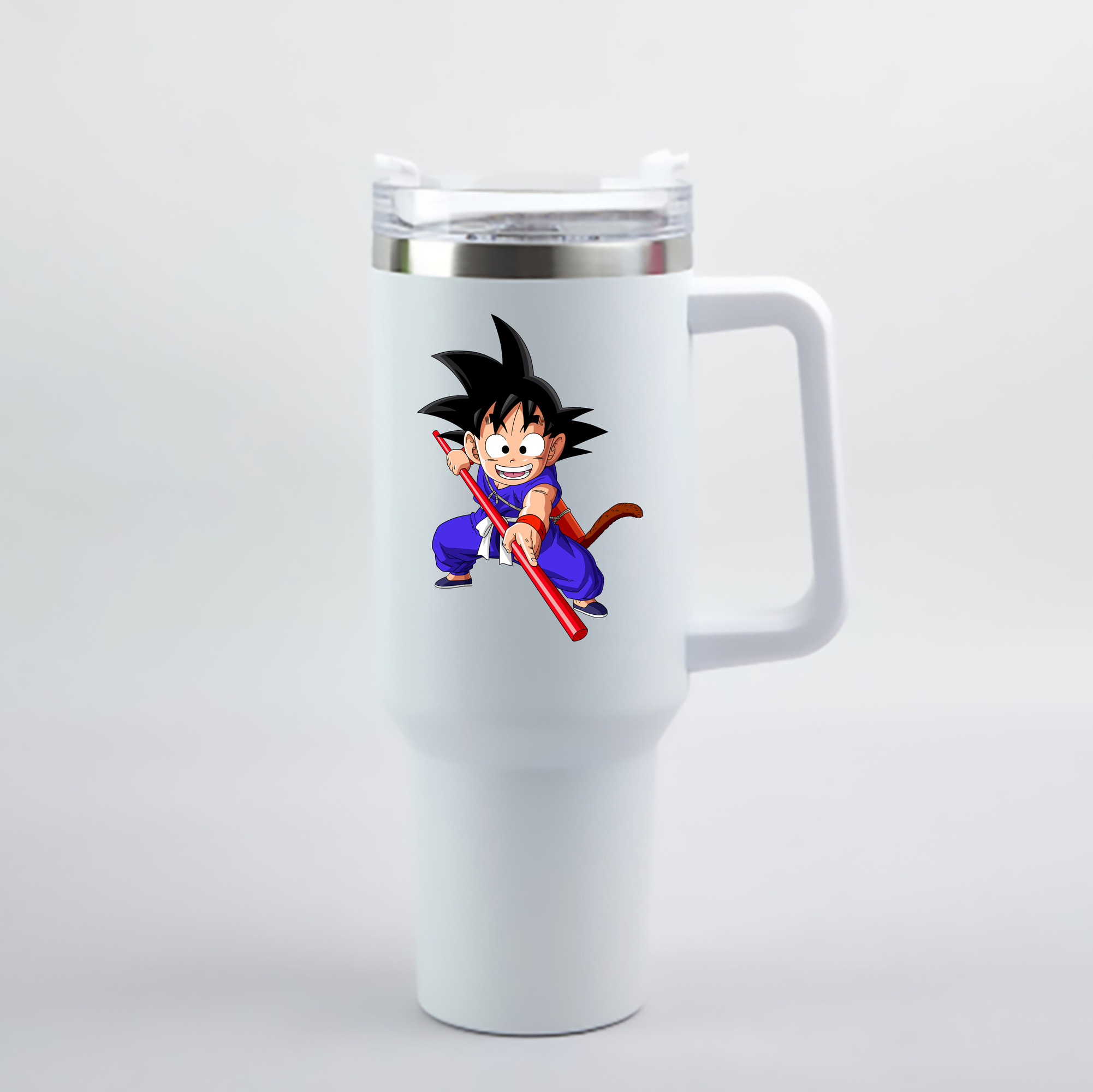 （画像用） ドラゴンボール 孫悟空（そん ごくう）Son Goku カカロット DRAGON BALL Kakarotto 1200mL車用タンブラー - クリスタルステッカー（プラスチックストロー付き）