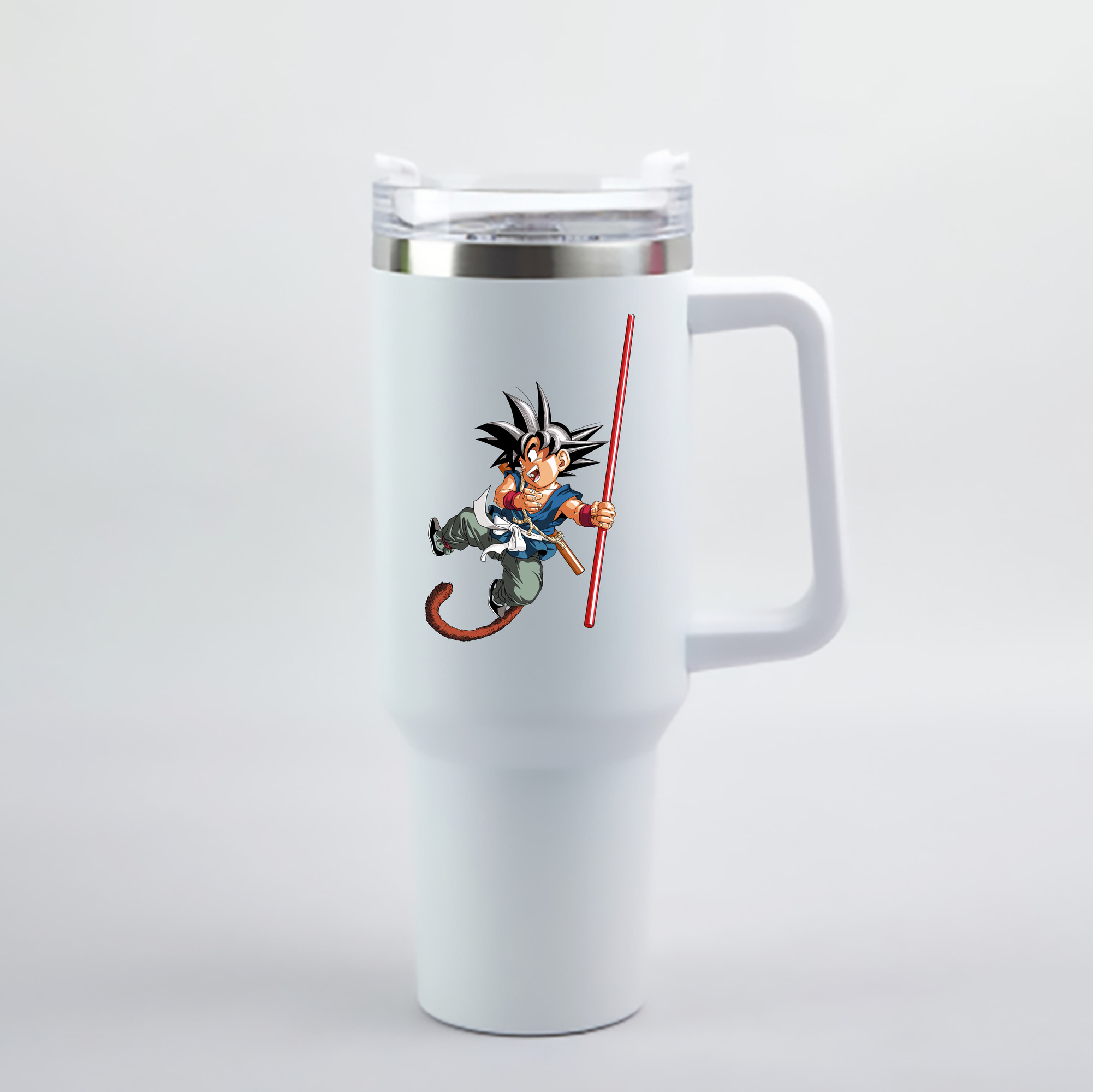 （画像用） ドラゴンボール 孫悟空（そん ごくう）Son Goku カカロット DRAGON BALL Kakarotto 1200mL車用タンブラー - クリスタルステッカー（プラスチックストロー付き）