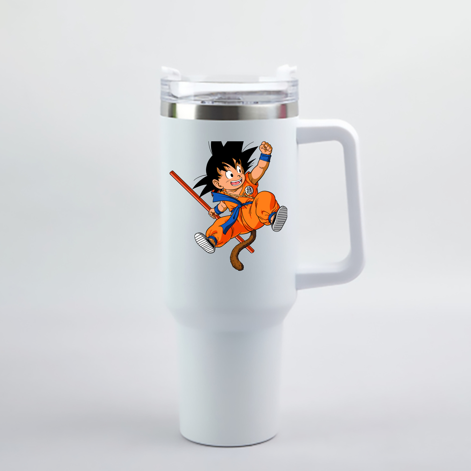 （画像用） ドラゴンボール 孫悟空（そん ごくう）Son Goku カカロット DRAGON BALL Kakarotto 1200mL車用タンブラー - クリスタルステッカー（プラスチックストロー付き）