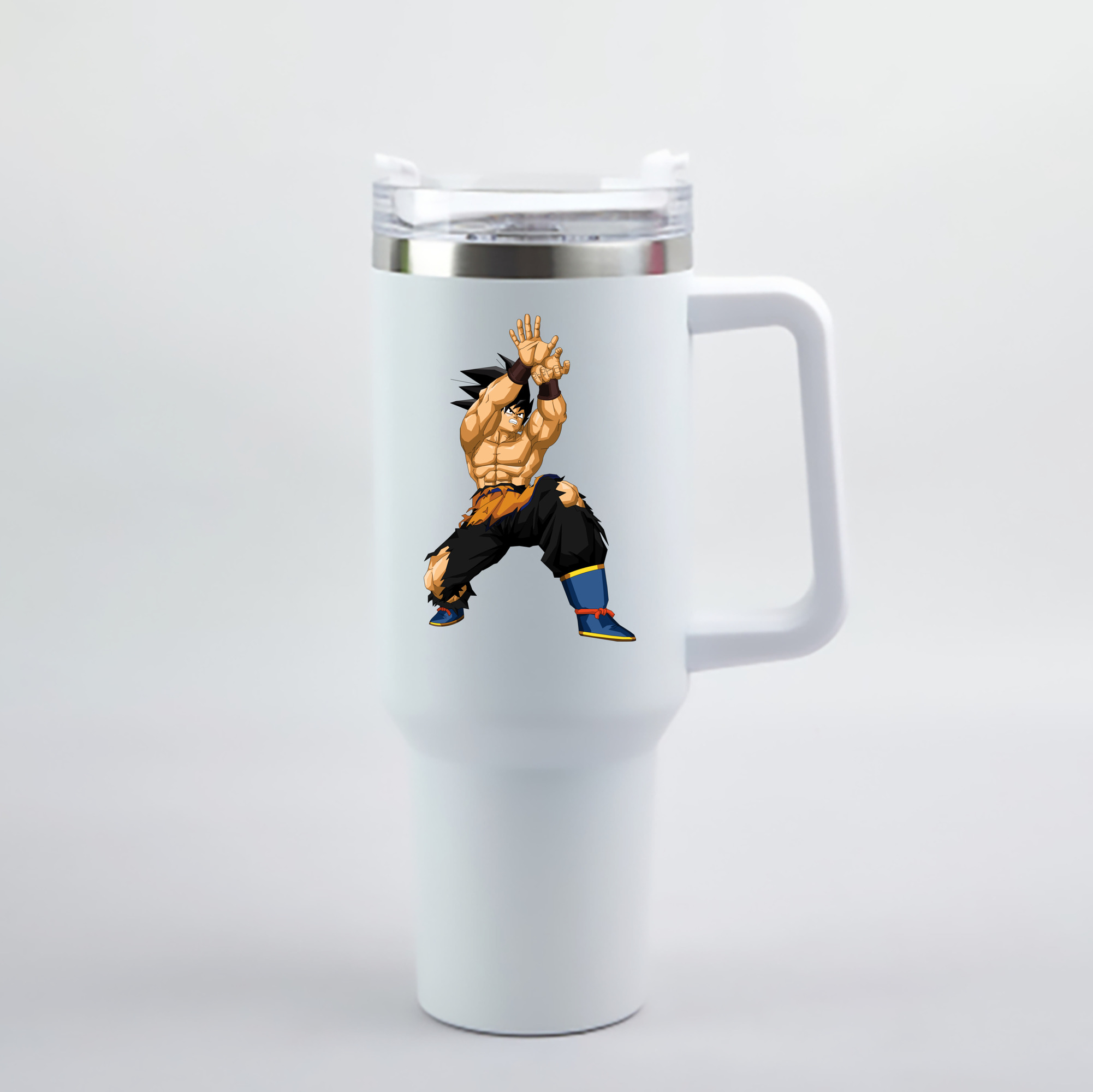 （画像用） ドラゴンボール 孫悟空（そん ごくう）Son Goku カカロット DRAGON BALL Kakarotto 1200mL車用タンブラー - クリスタルステッカー（プラスチックストロー付き）