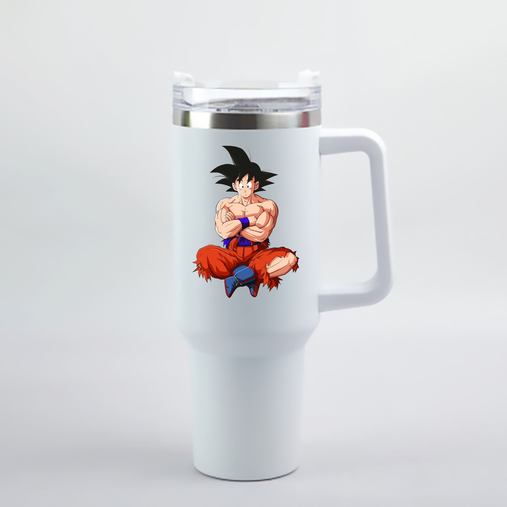 （画像用） ドラゴンボール 孫悟空（そん ごくう）Son Goku カカロット DRAGON BALL Kakarotto 1200mL車用タンブラー - クリスタルステッカー（プラスチックストロー付き）