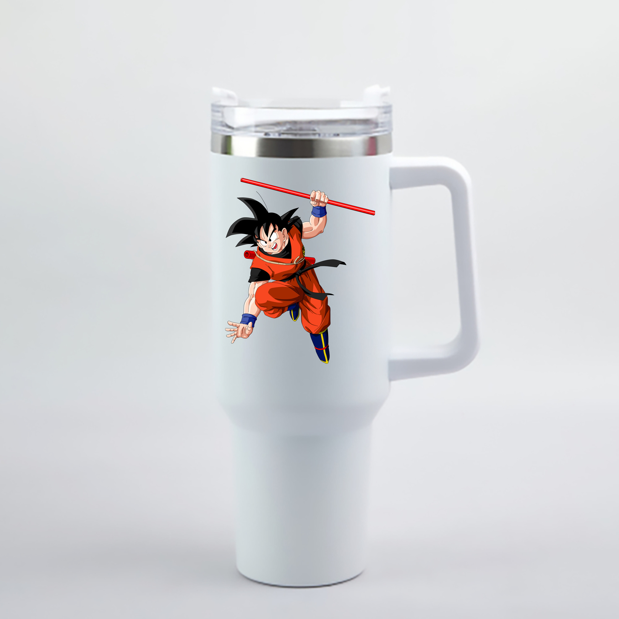 （画像用） ドラゴンボール 孫悟空（そん ごくう）Son Goku カカロット DRAGON BALL Kakarotto 1200mL車用タンブラー - クリスタルステッカー（プラスチックストロー付き）