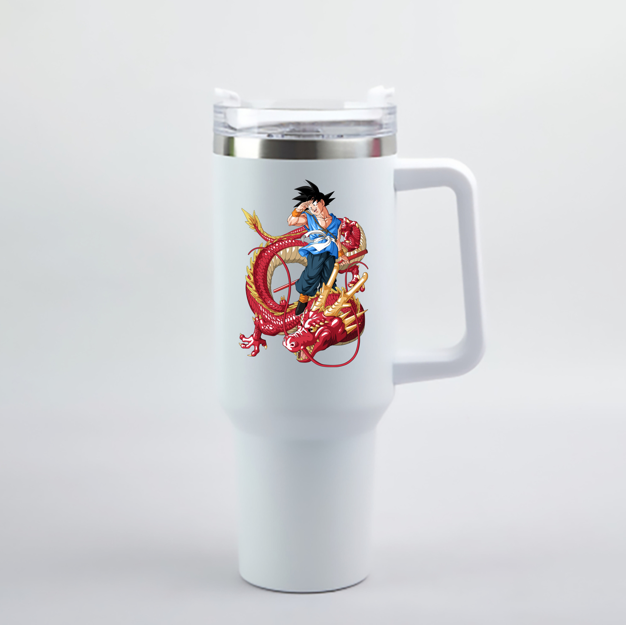 （画像用） ドラゴンボール 孫悟空（そん ごくう）Son Goku カカロット DRAGON BALL Kakarotto 1200mL車用タンブラー - クリスタルステッカー（プラスチックストロー付き）