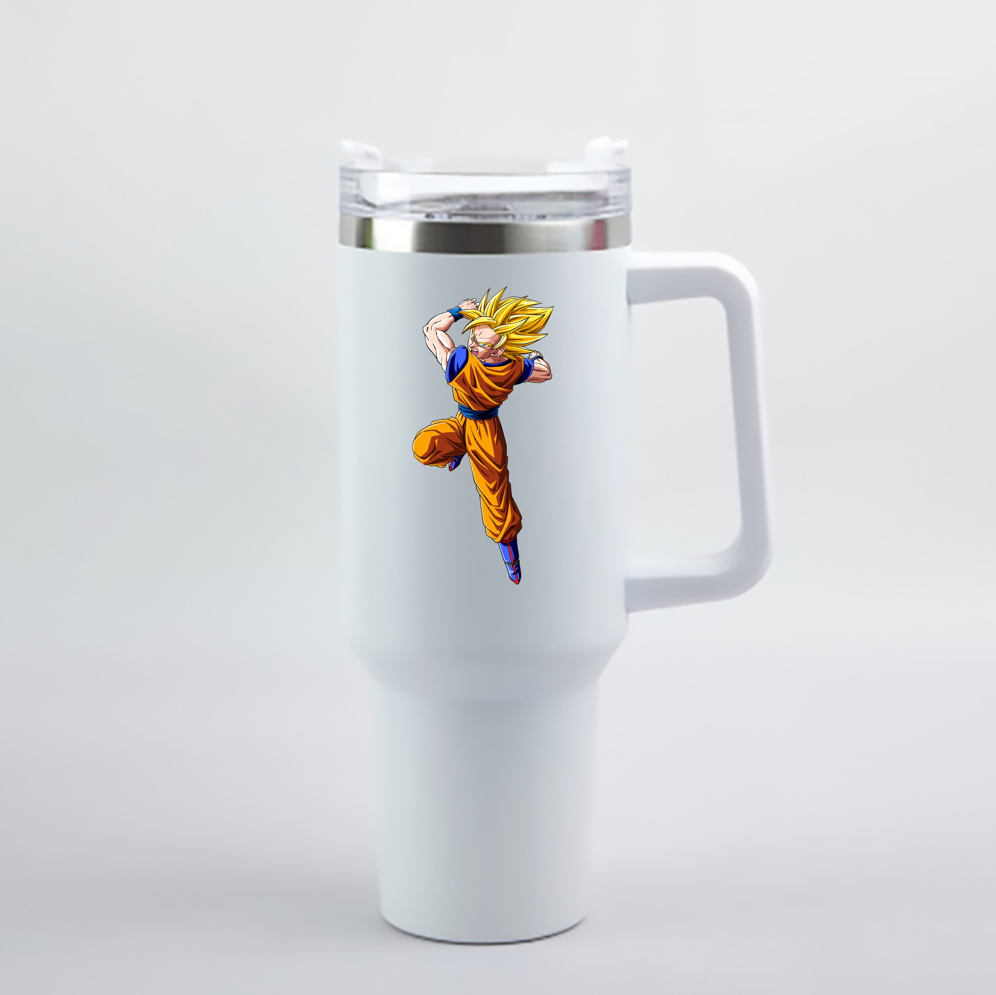 （画像用） ドラゴンボール 孫悟空（そん ごくう）Son Goku カカロット DRAGON BALL Kakarotto 1200mL車用タンブラー - クリスタルステッカー（プラスチックストロー付き）
