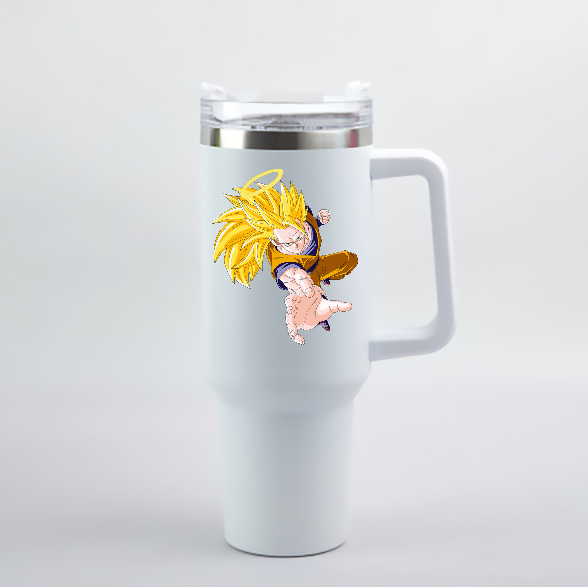 （画像用） ドラゴンボール 孫悟空（そん ごくう）Son Goku カカロット DRAGON BALL Kakarotto 1200mL車用タンブラー - クリスタルステッカー（プラスチックストロー付き）