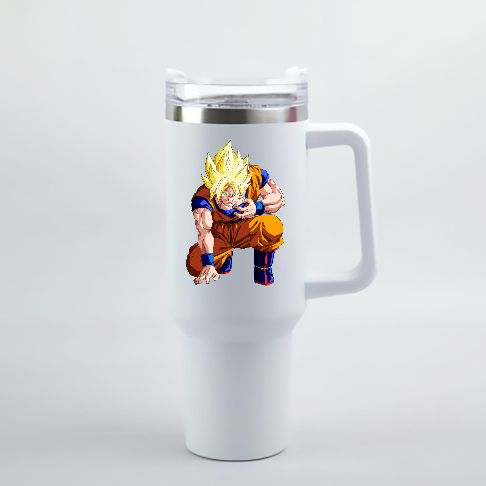 （画像用） ドラゴンボール 孫悟空（そん ごくう）Son Goku カカロット DRAGON BALL Kakarotto 1200mL車用タンブラー - クリスタルステッカー（プラスチックストロー付き）