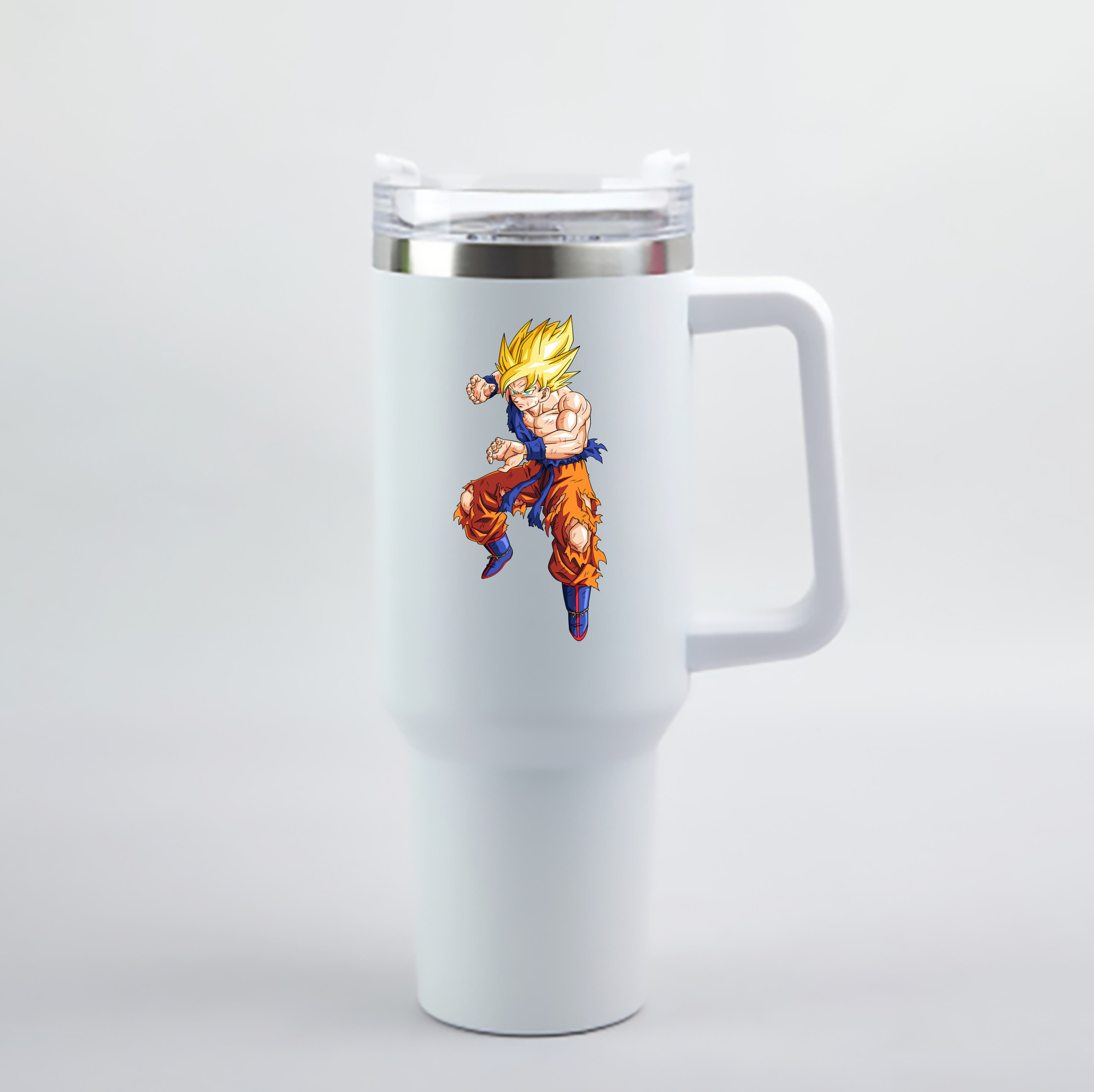 （画像用） ドラゴンボール 孫悟空（そん ごくう）Son Goku カカロット DRAGON BALL Kakarotto 1200mL車用タンブラー - クリスタルステッカー（プラスチックストロー付き）