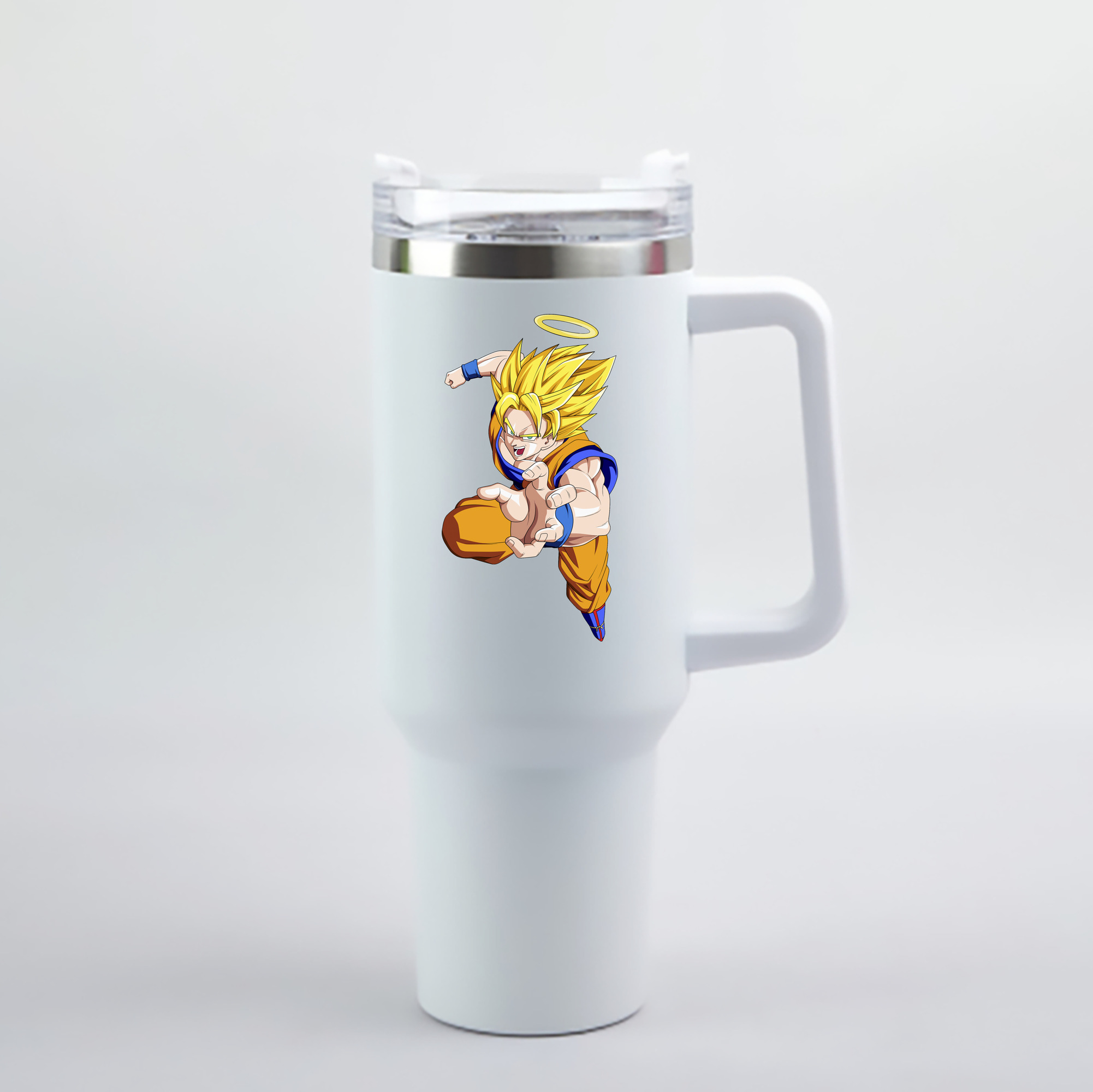 （画像用） ドラゴンボール 孫悟空（そん ごくう）Son Goku カカロット DRAGON BALL Kakarotto 1200mL車用タンブラー - クリスタルステッカー（プラスチックストロー付き）
