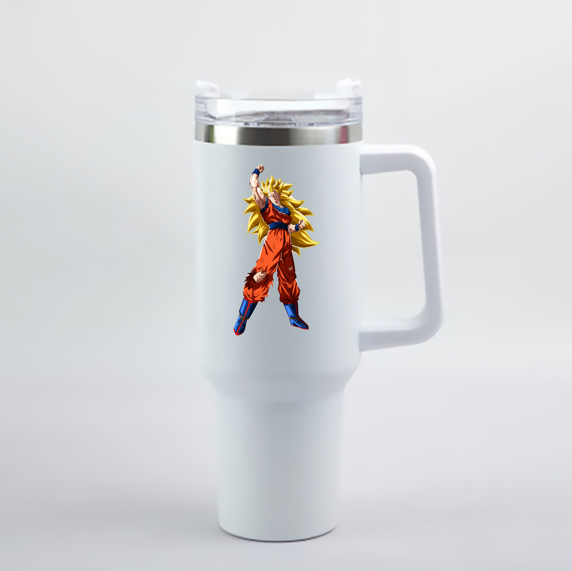 （画像用） ドラゴンボール 孫悟空（そん ごくう）Son Goku カカロット DRAGON BALL Kakarotto 1200mL車用タンブラー - クリスタルステッカー（プラスチックストロー付き）