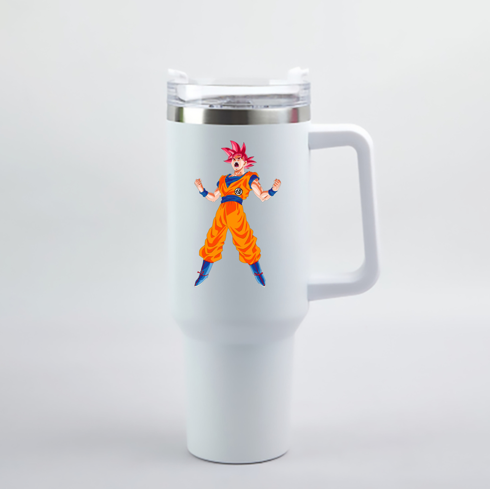 （画像用） ドラゴンボール 孫悟空（そん ごくう）Son Goku カカロット DRAGON BALL Kakarotto 1200mL車用タンブラー - クリスタルステッカー（プラスチックストロー付き）