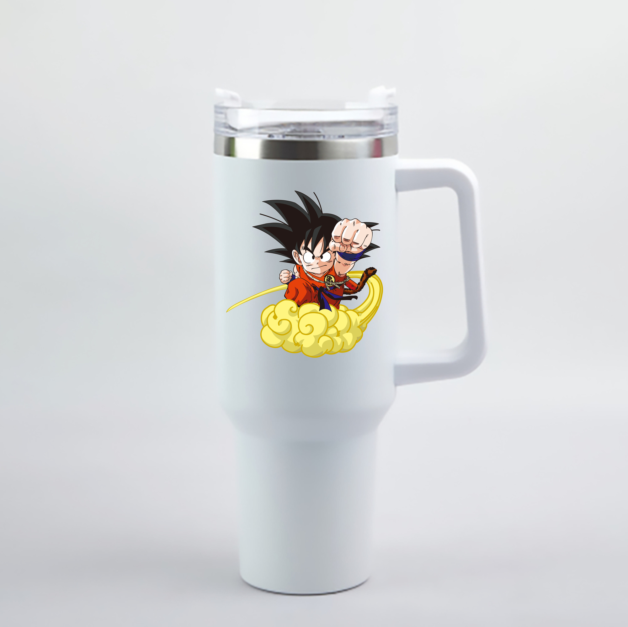 （画像用） ドラゴンボール 孫悟空（そん ごくう）Son Goku カカロット DRAGON BALL Kakarotto 1200mL車用タンブラー - クリスタルステッカー（プラスチックストロー付き）