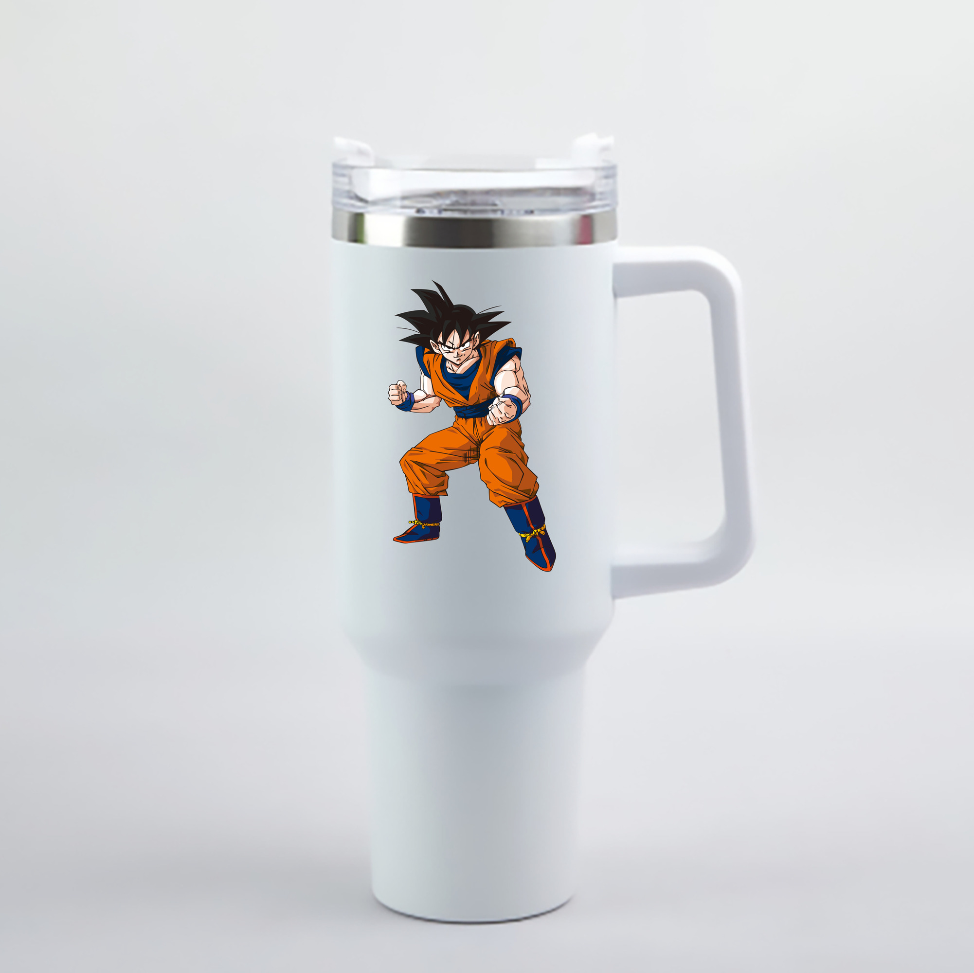 （画像用） ドラゴンボール 孫悟空（そん ごくう）Son Goku カカロット DRAGON BALL Kakarotto 1200mL車用タンブラー - クリスタルステッカー（プラスチックストロー付き）