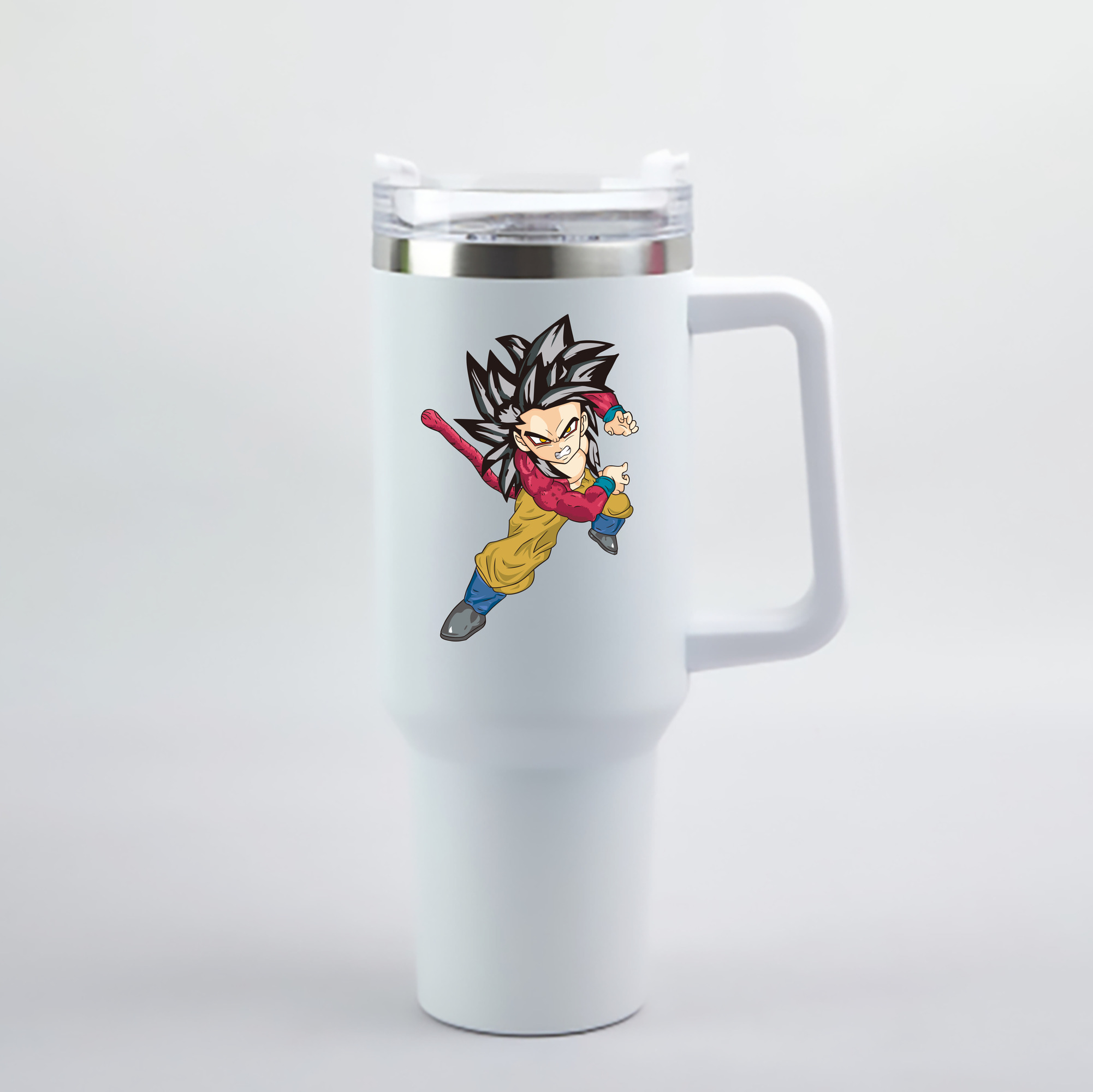 （画像用） ドラゴンボール 孫悟空（そん ごくう）Son Goku カカロット DRAGON BALL Kakarotto 1200mL車用タンブラー - クリスタルステッカー（プラスチックストロー付き）