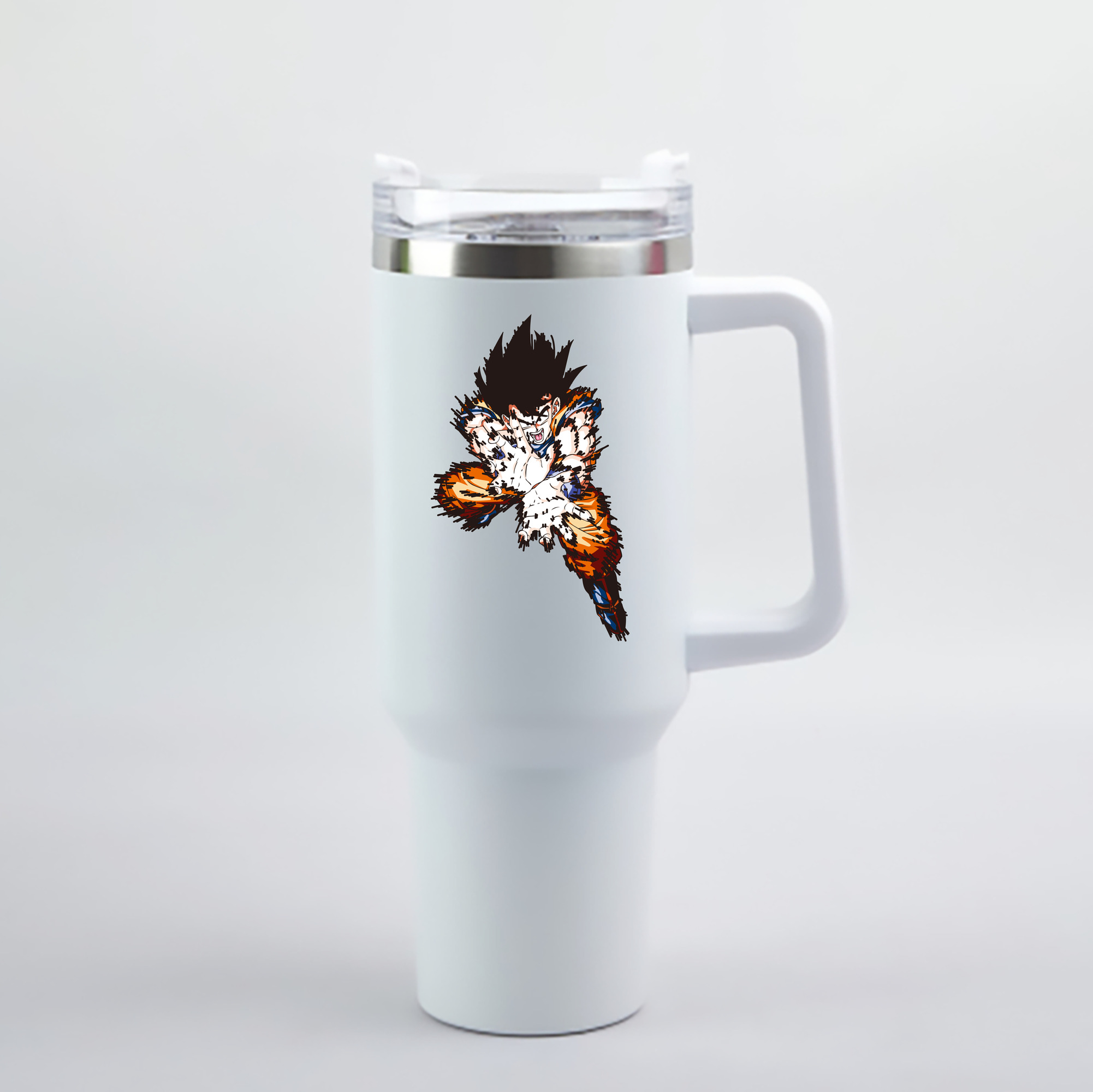 （画像用） ドラゴンボール 孫悟空（そん ごくう）Son Goku カカロット DRAGON BALL Kakarotto 1200mL車用タンブラー - クリスタルステッカー（プラスチックストロー付き）