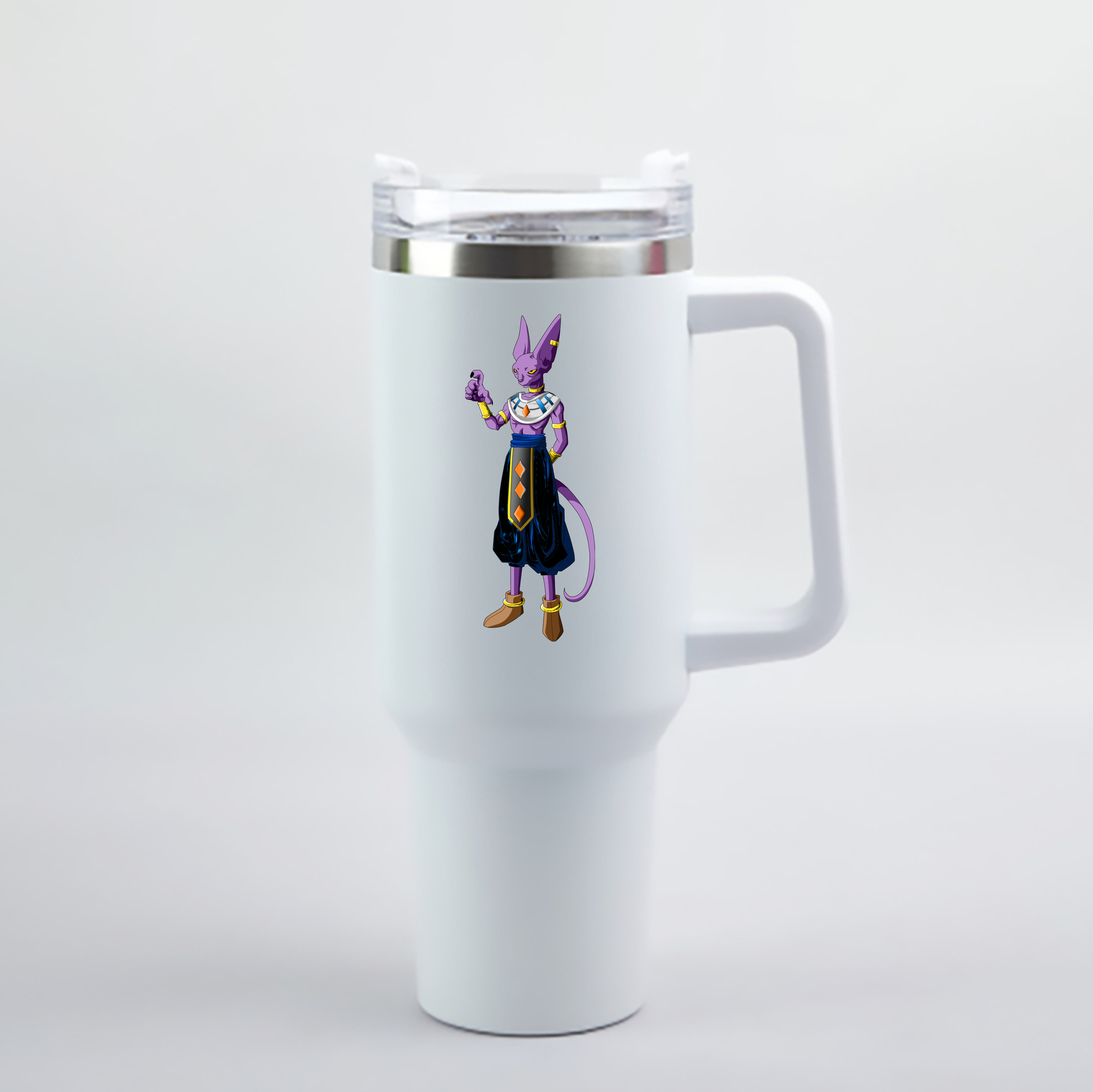 （画像用） ドラゴンボール ビルス 破壊神ビルス DRAGON BALL Beerus Birusu 1200mL車用タンブラー - クリスタルステッカー（プラスチックストロー付き）