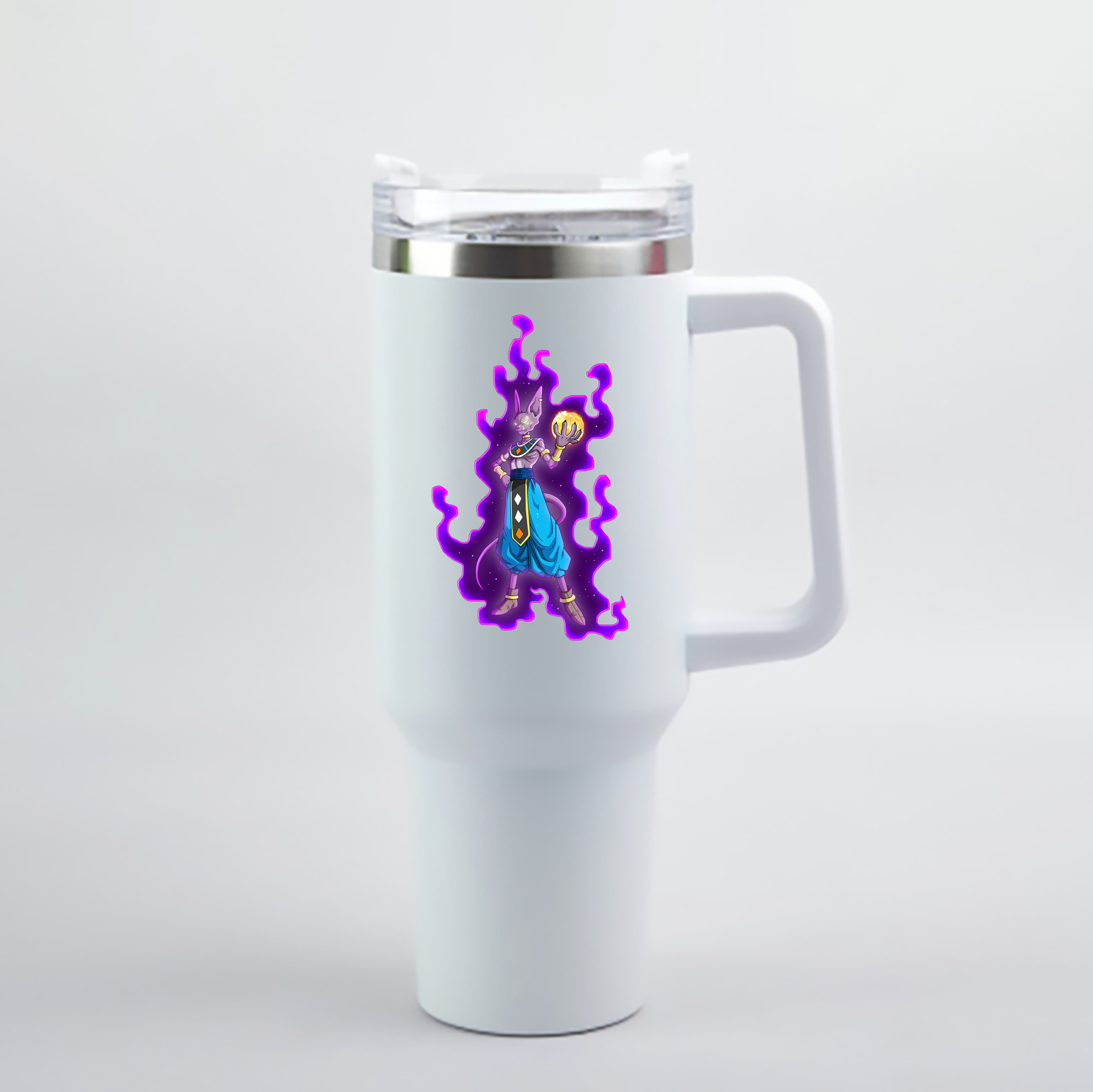 （画像用） ドラゴンボール ビルス 破壊神ビルス DRAGON BALL Beerus Birusu 1200mL車用タンブラー - クリスタルステッカー（プラスチックストロー付き）