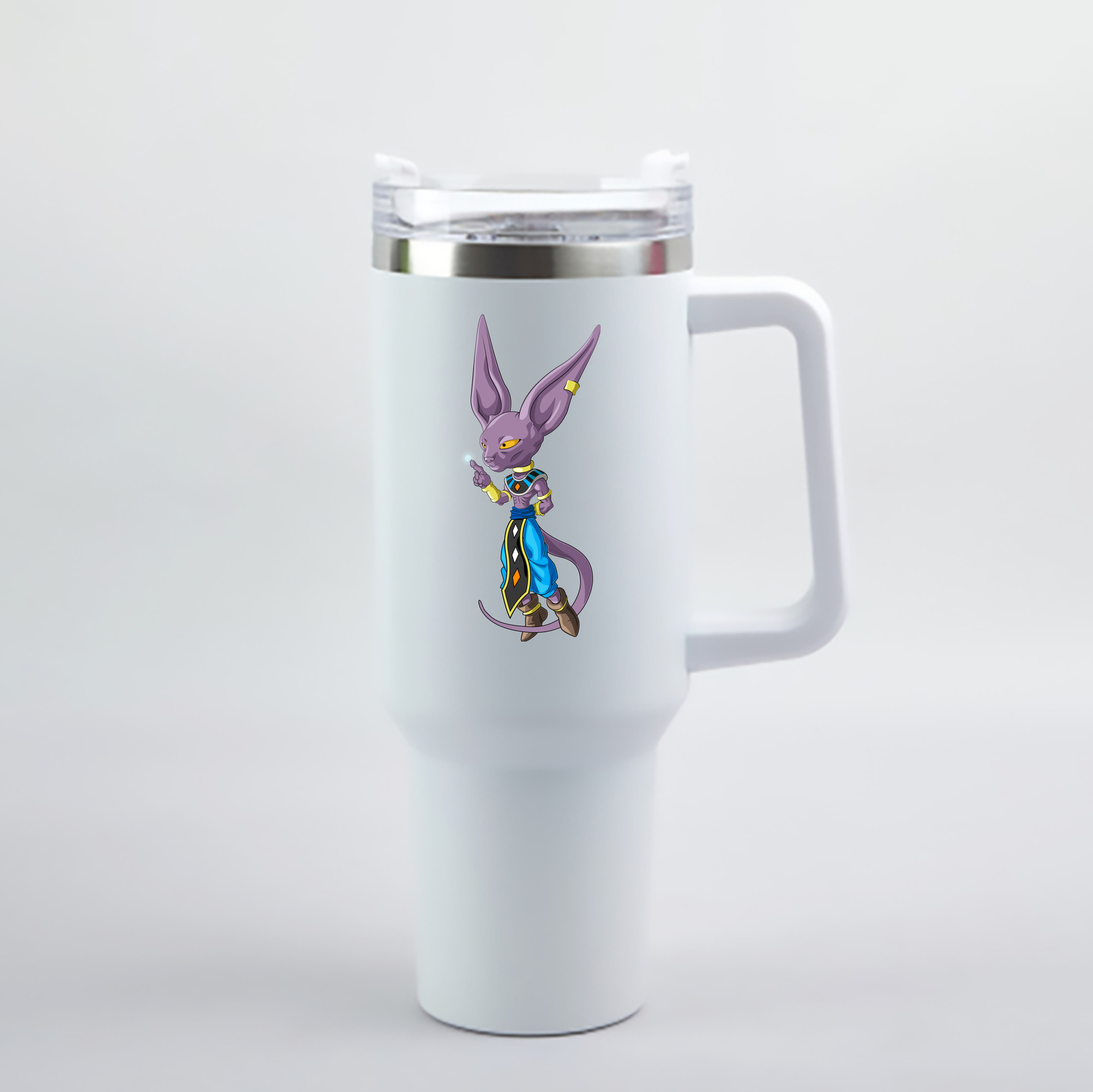 （画像用） ドラゴンボール ビルス 破壊神ビルス DRAGON BALL Beerus Birusu 1200mL車用タンブラー - クリスタルステッカー（プラスチックストロー付き）
