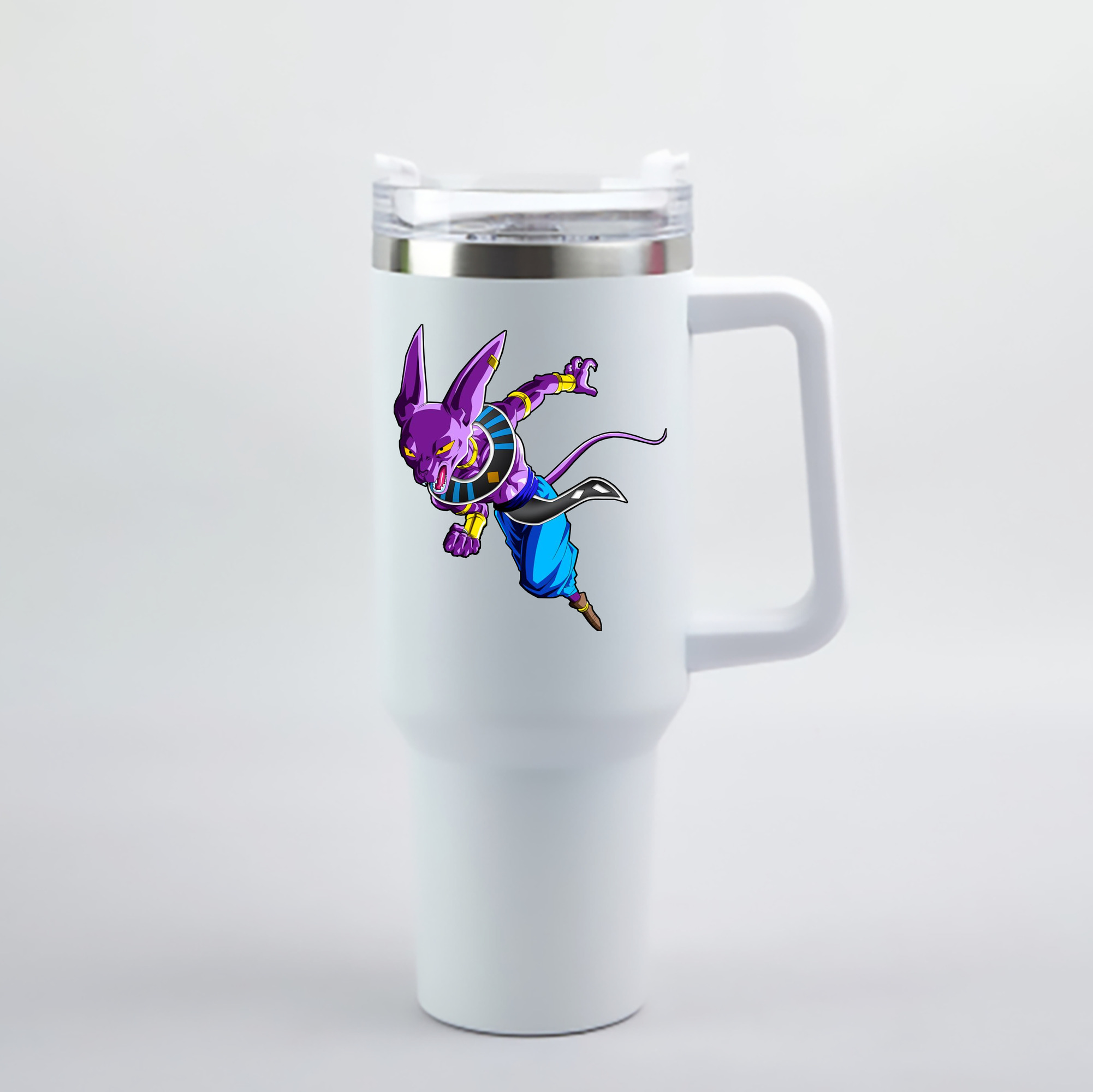 （画像用） ドラゴンボール ビルス 破壊神ビルス DRAGON BALL Beerus Birusu 1200mL車用タンブラー - クリスタルステッカー（プラスチックストロー付き）