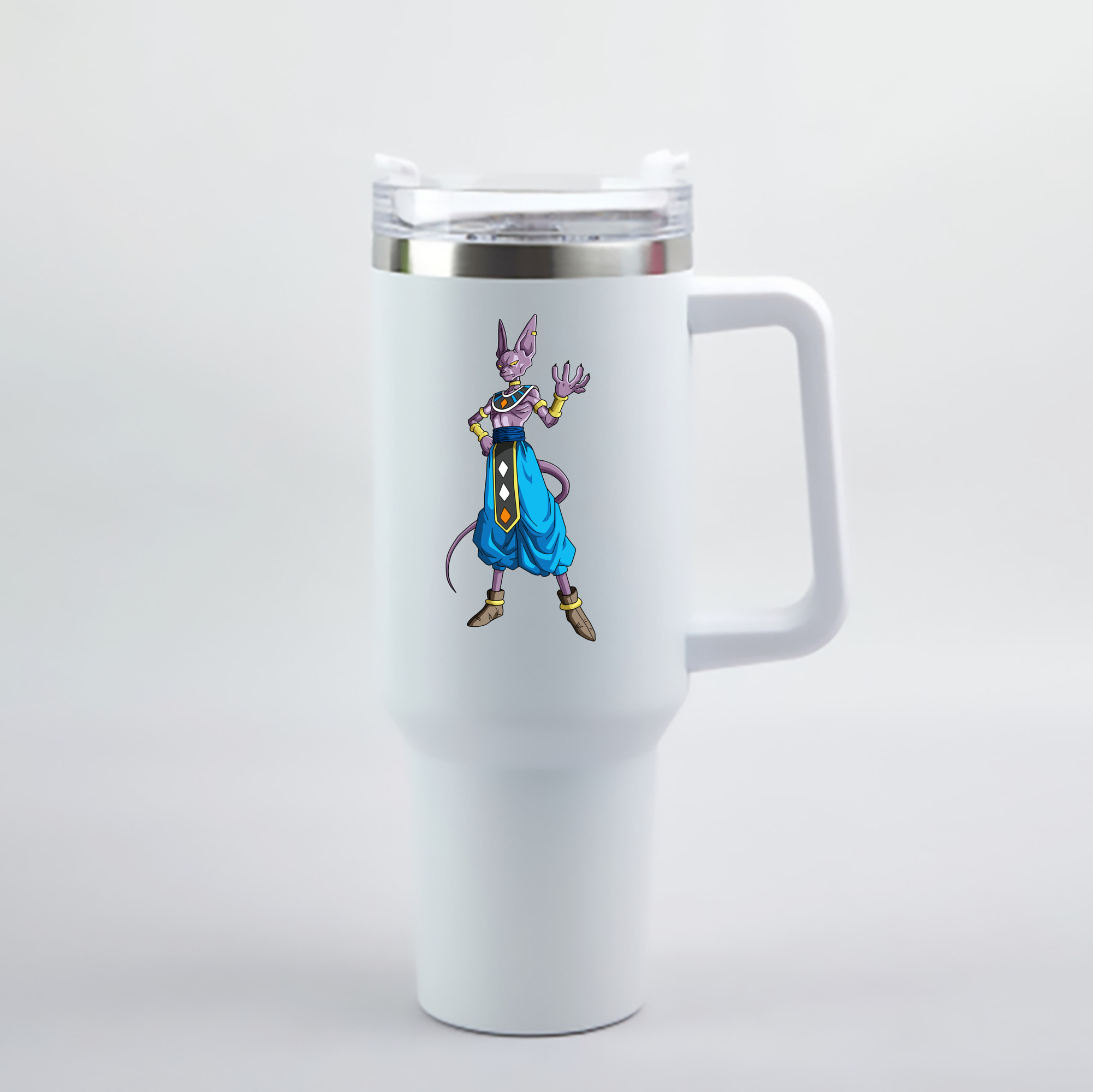 （画像用） ドラゴンボール ビルス 破壊神ビルス DRAGON BALL Beerus Birusu 1200mL車用タンブラー - クリスタルステッカー（プラスチックストロー付き）