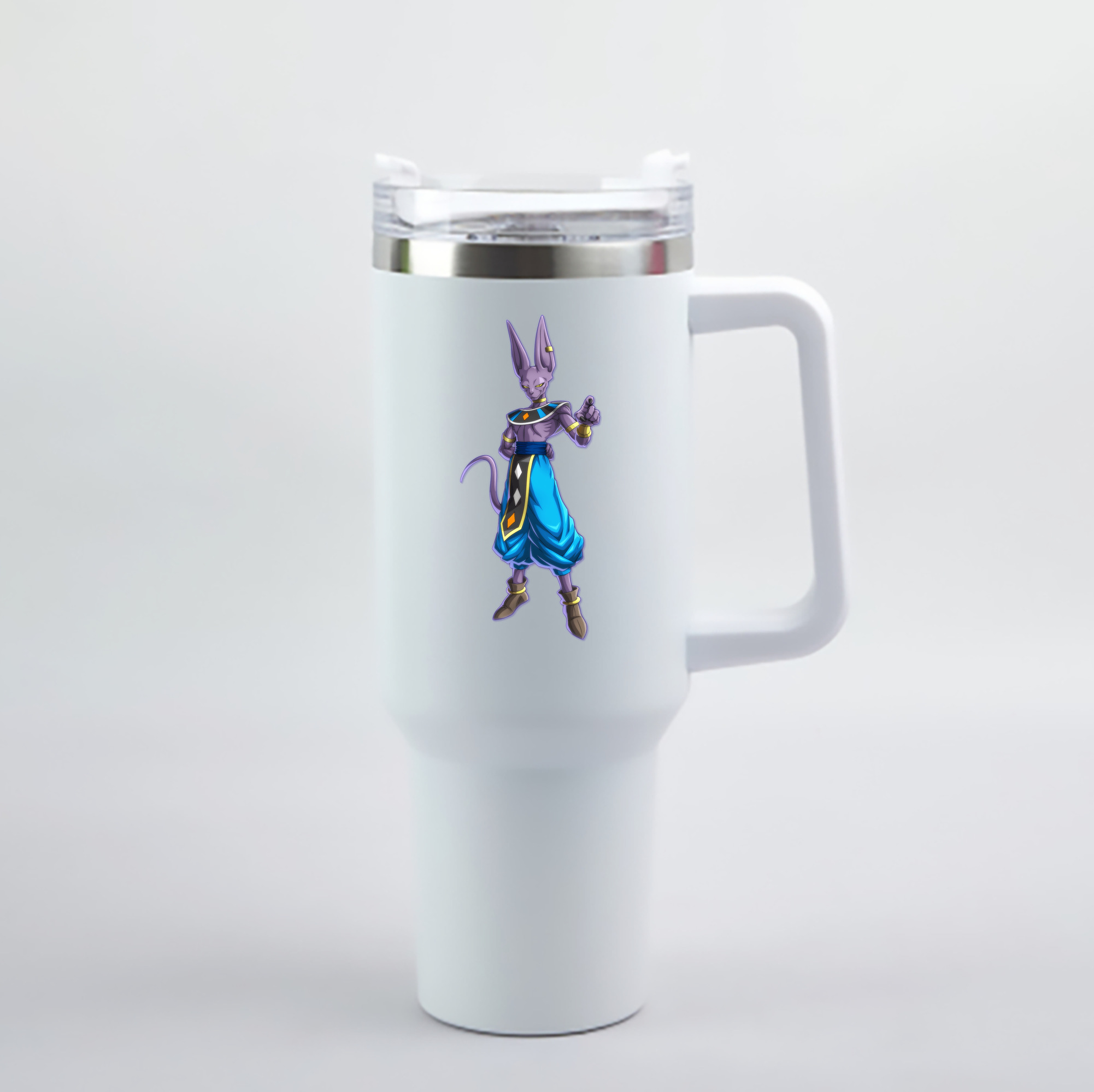 （画像用） ドラゴンボール ビルス 破壊神ビルス DRAGON BALL Beerus Birusu 1200mL車用タンブラー - クリスタルステッカー（プラスチックストロー付き）