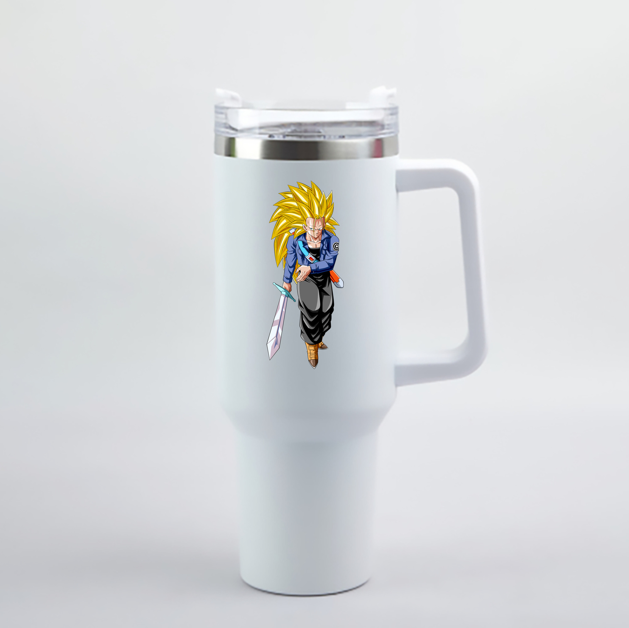 （画像用） ドラゴンボール トランクス（Torankusu）DRAGON BALL Trunks 1200mL車用タンブラー - クリスタルステッカー（プラスチックストロー付き）