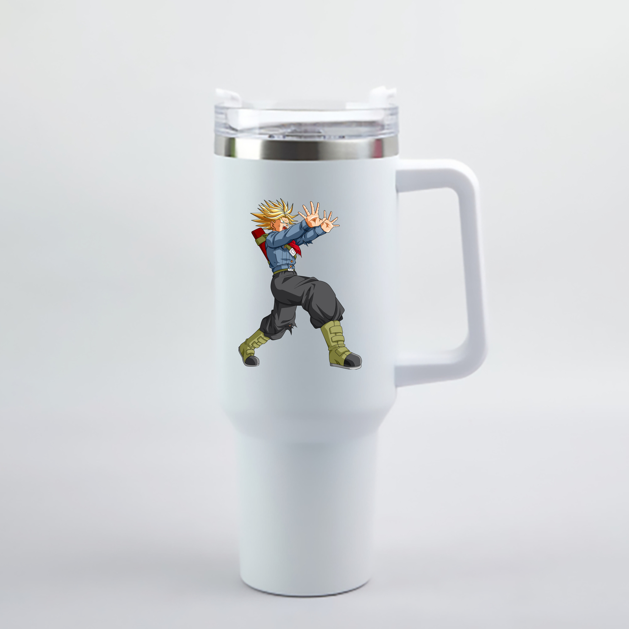 （画像用） ドラゴンボール トランクス（Torankusu）DRAGON BALL Trunks 1200mL車用タンブラー - クリスタルステッカー（プラスチックストロー付き）