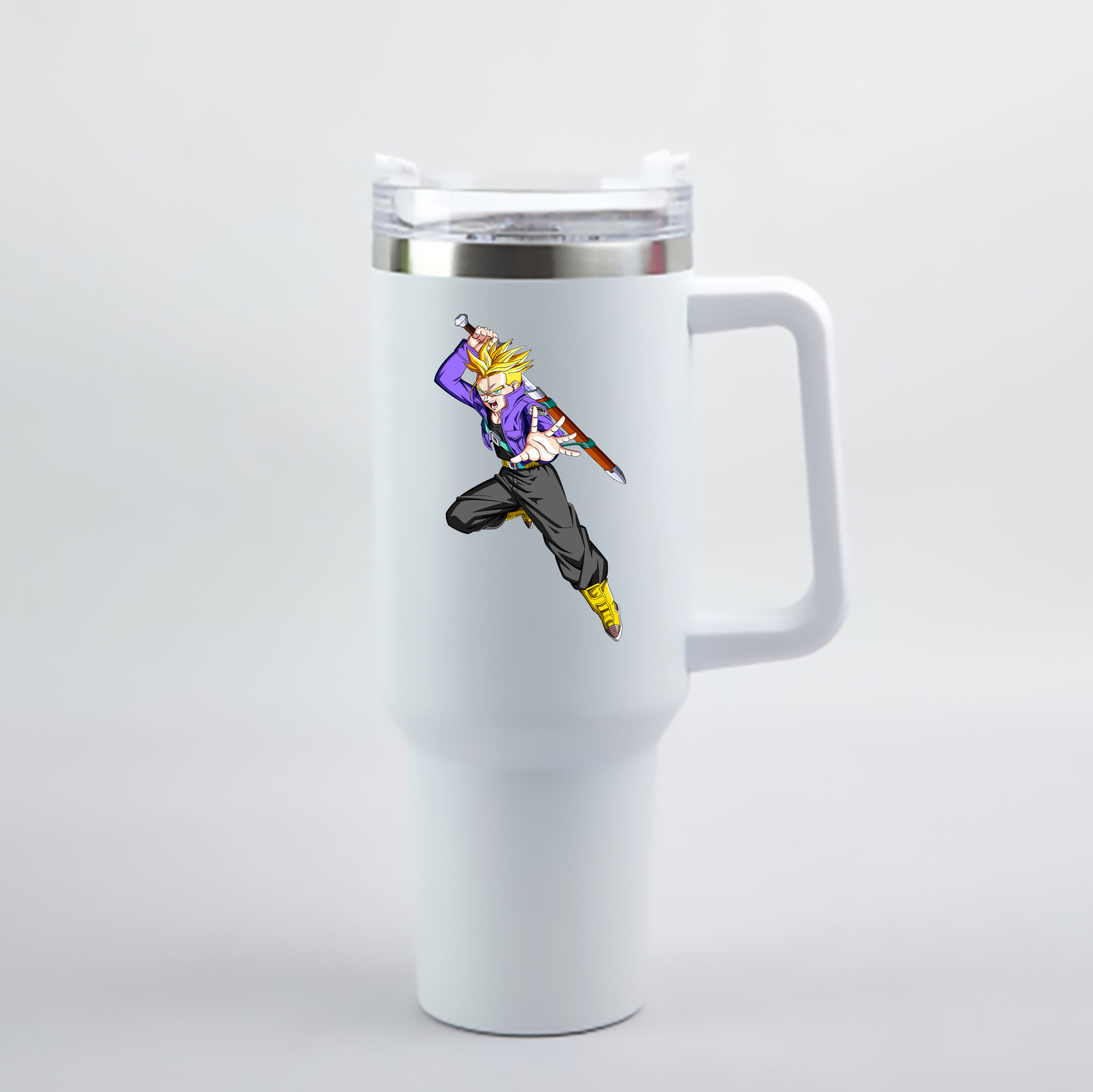 （画像用） ドラゴンボール トランクス（Torankusu）DRAGON BALL Trunks 1200mL車用タンブラー - クリスタルステッカー（プラスチックストロー付き）