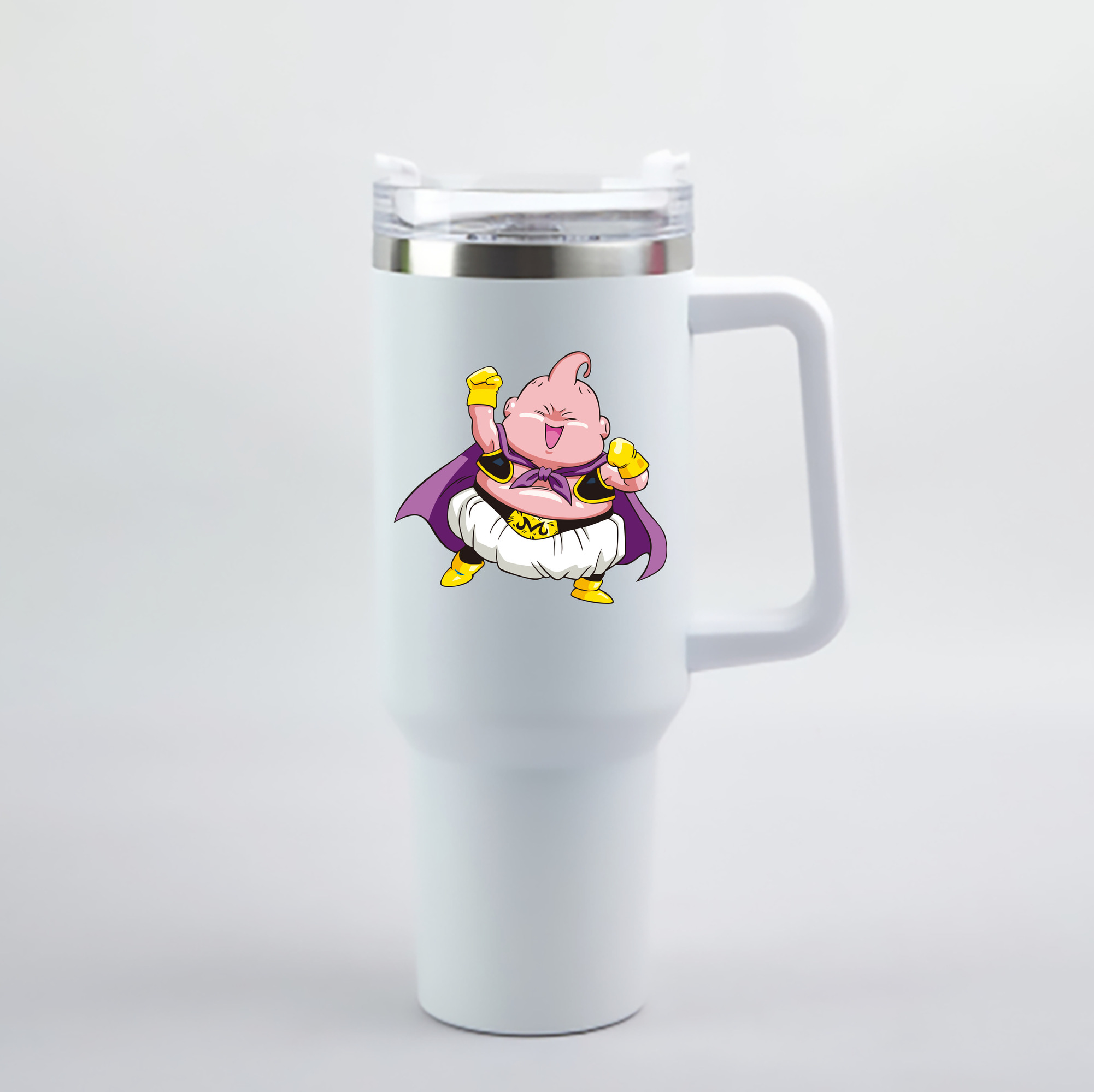 （画像用） ドラゴンボール 魔人ブウ DRAGON BALL Majin Buu 1200mL車用タンブラー - クリスタルステッカー（プラスチックストロー付き）