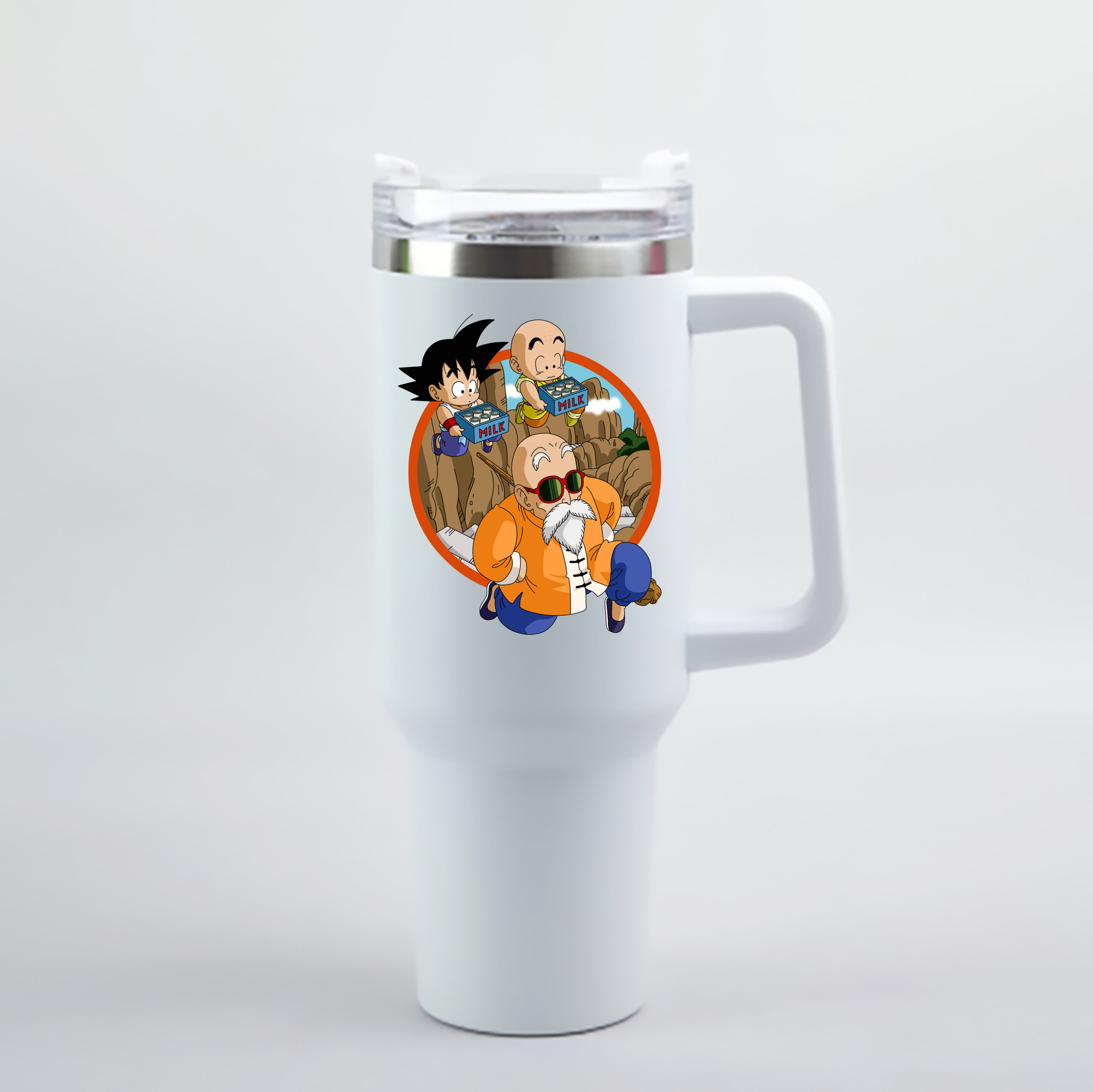 （画像用） ドラゴンボール 亀仙人（かめせんにん） DRAGON BALL Master Roshi Kame Sennin 1200mL車用タンブラー - クリスタルステッカー（プラスチックストロー付き）