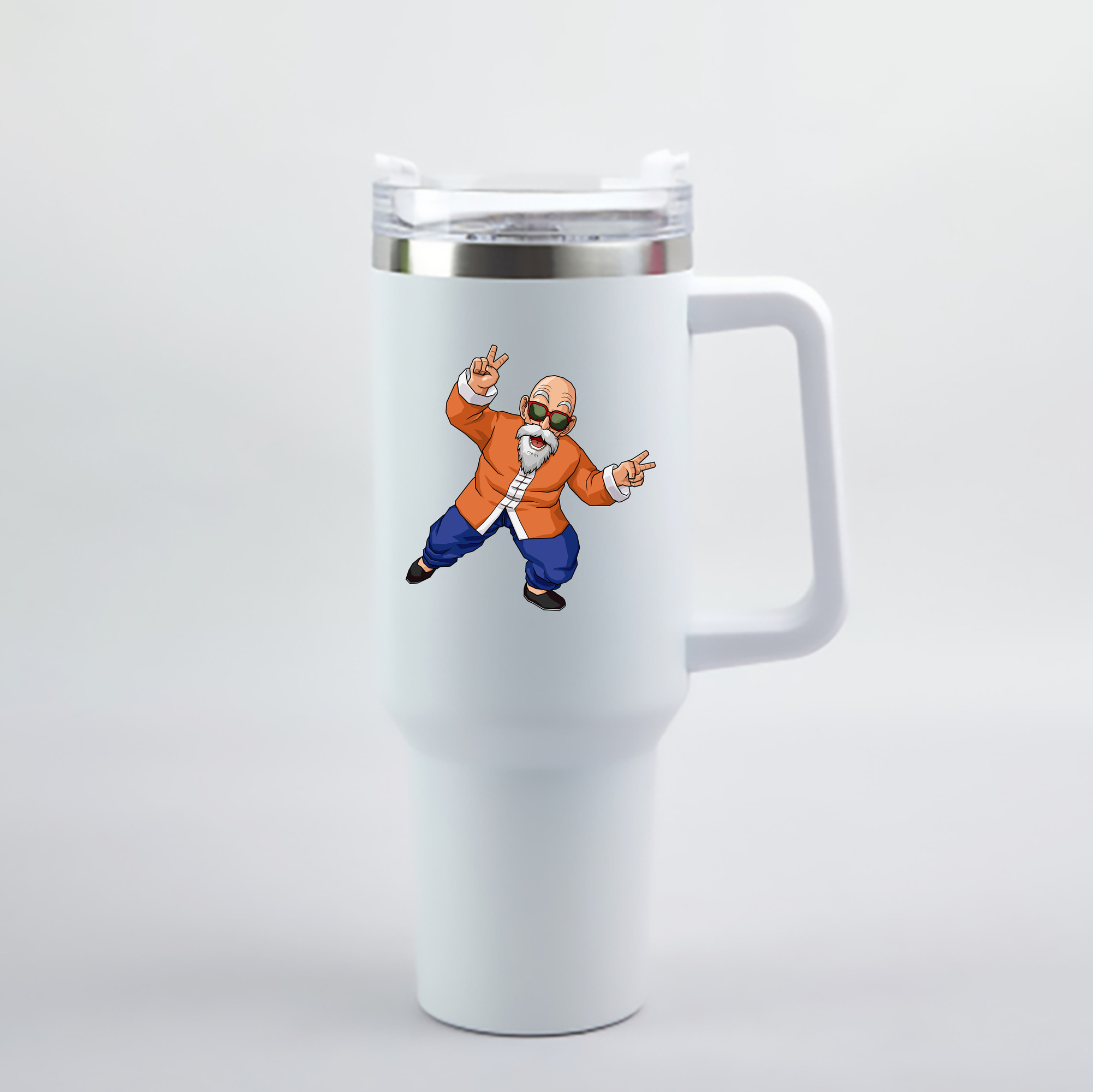 （画像用） ドラゴンボール 亀仙人（かめせんにん） DRAGON BALL Master Roshi Kame Sennin 1200mL車用タンブラー - クリスタルステッカー（プラスチックストロー付き）