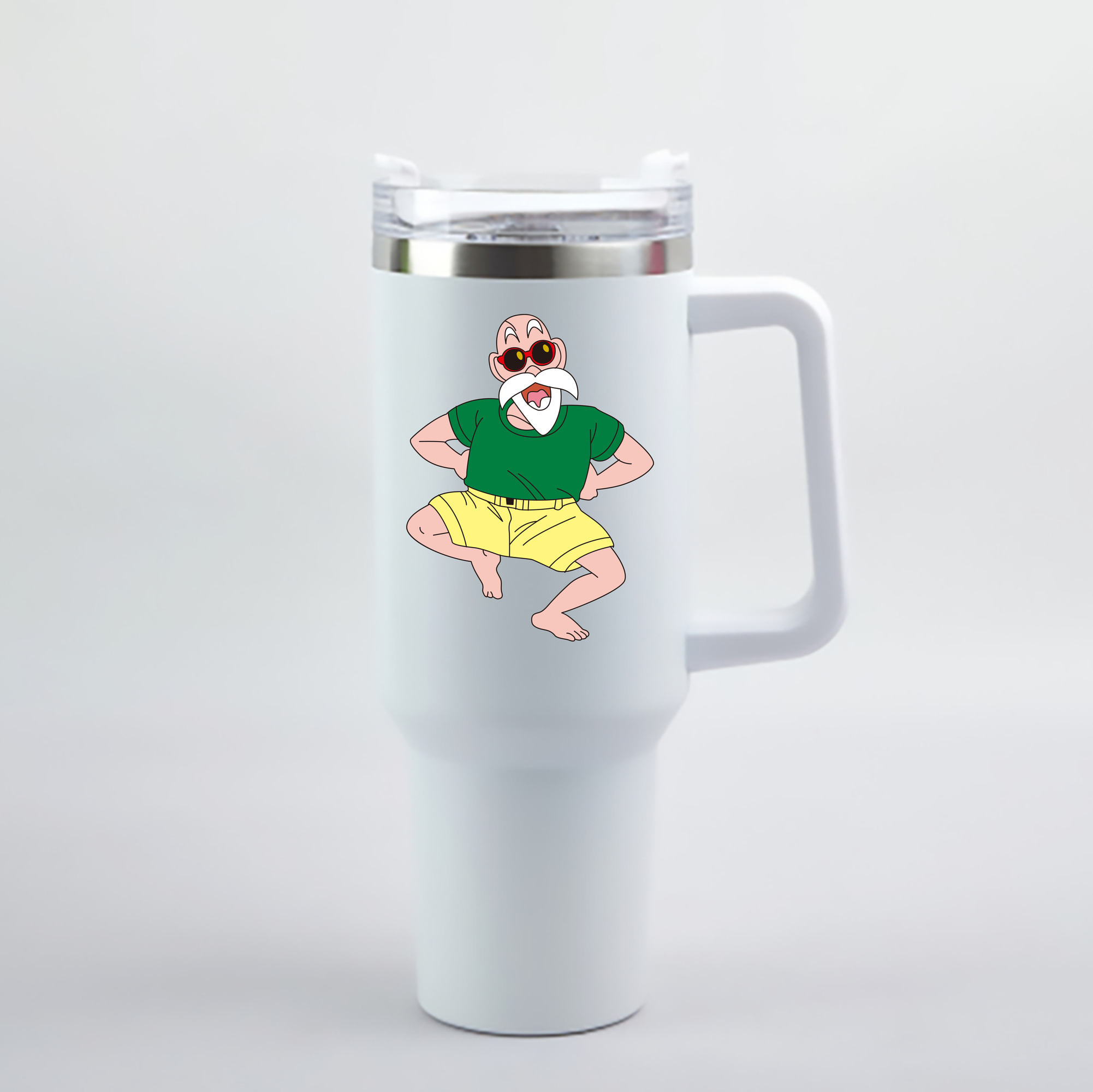 （画像用） ドラゴンボール 亀仙人（かめせんにん） DRAGON BALL Master Roshi Kame Sennin 1200mL車用タンブラー - クリスタルステッカー（プラスチックストロー付き）