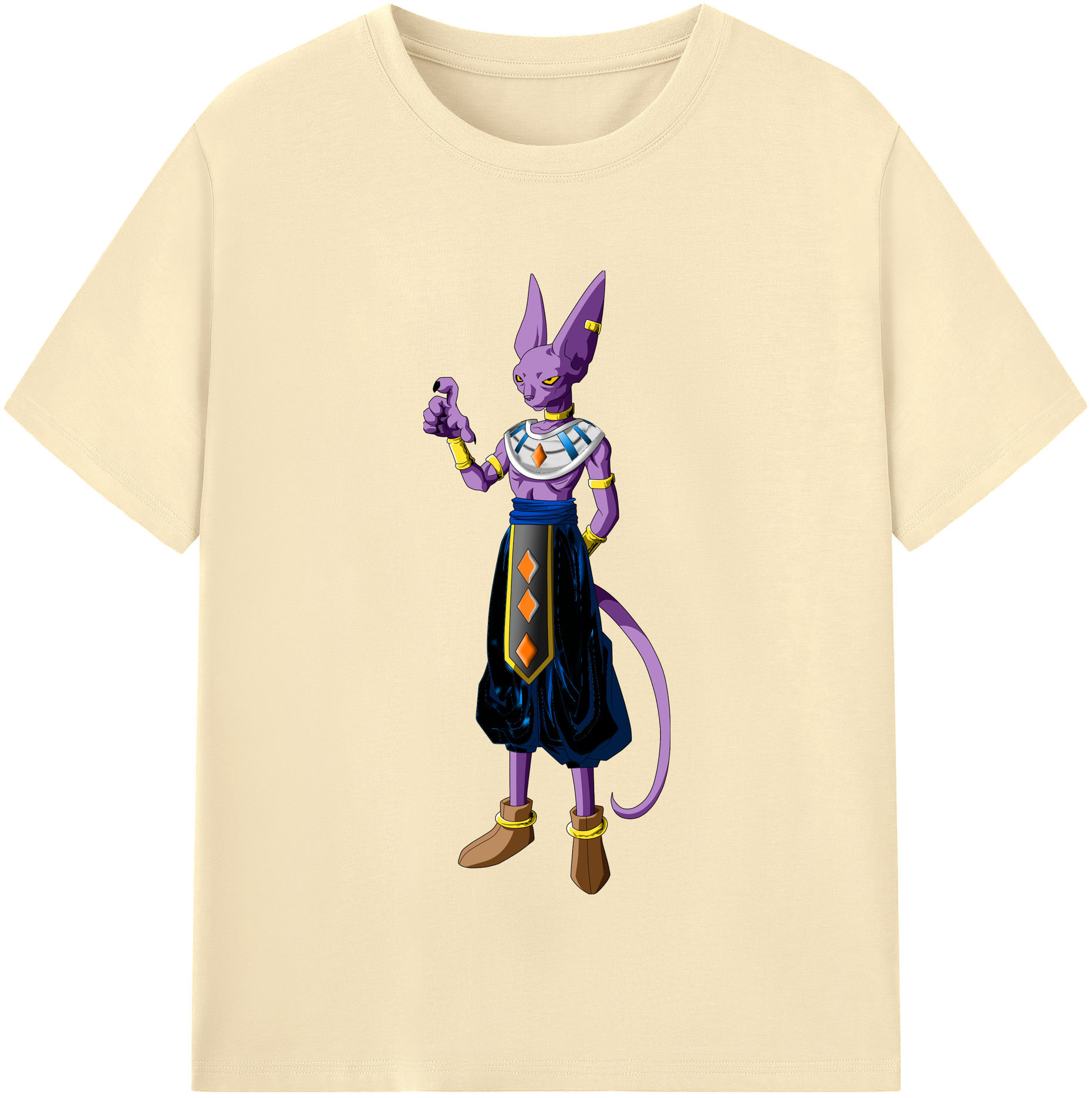 （画像用） ドラゴンボール ビルス 破壊神ビルス DRAGON BALL Beerus Birusu 綿100％半袖Tシャツ（フロントプリント）