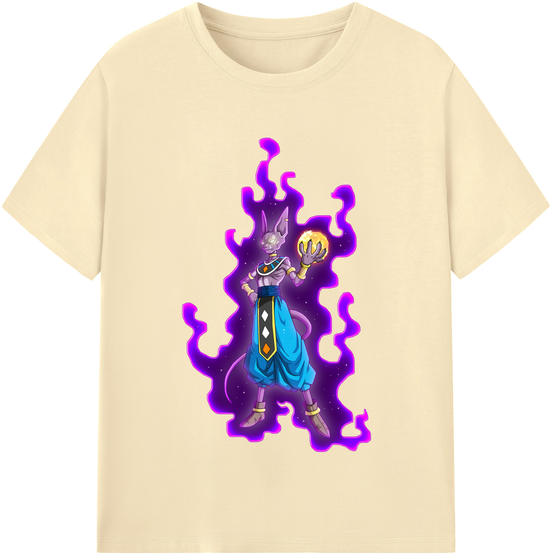 （画像用） ドラゴンボール ビルス 破壊神ビルス DRAGON BALL Beerus Birusu 綿100％半袖Tシャツ（フロントプリント）