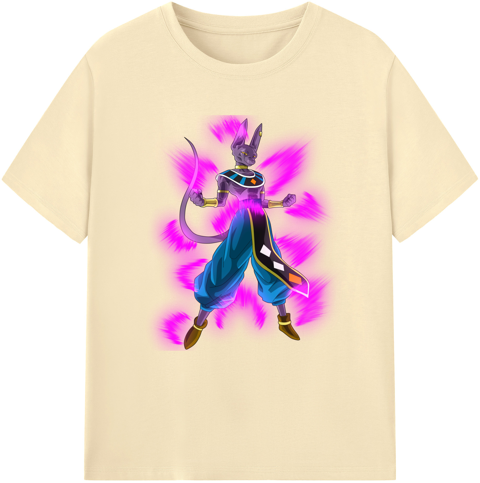 （画像用） ドラゴンボール ビルス 破壊神ビルス DRAGON BALL Beerus Birusu 綿100％半袖Tシャツ（フロントプリント）