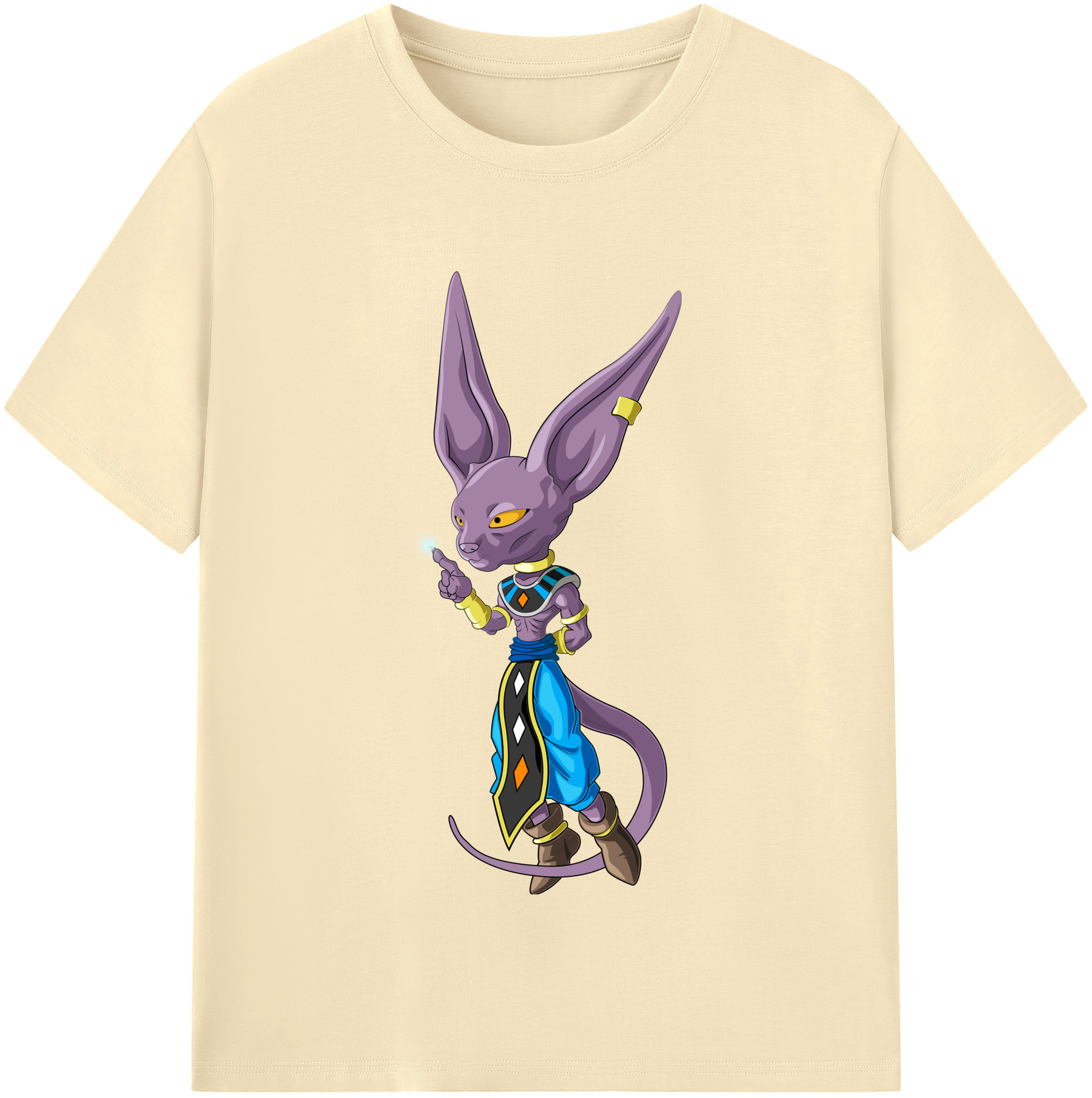 （画像用） ドラゴンボール ビルス 破壊神ビルス DRAGON BALL Beerus Birusu 綿100％半袖Tシャツ（フロントプリント）