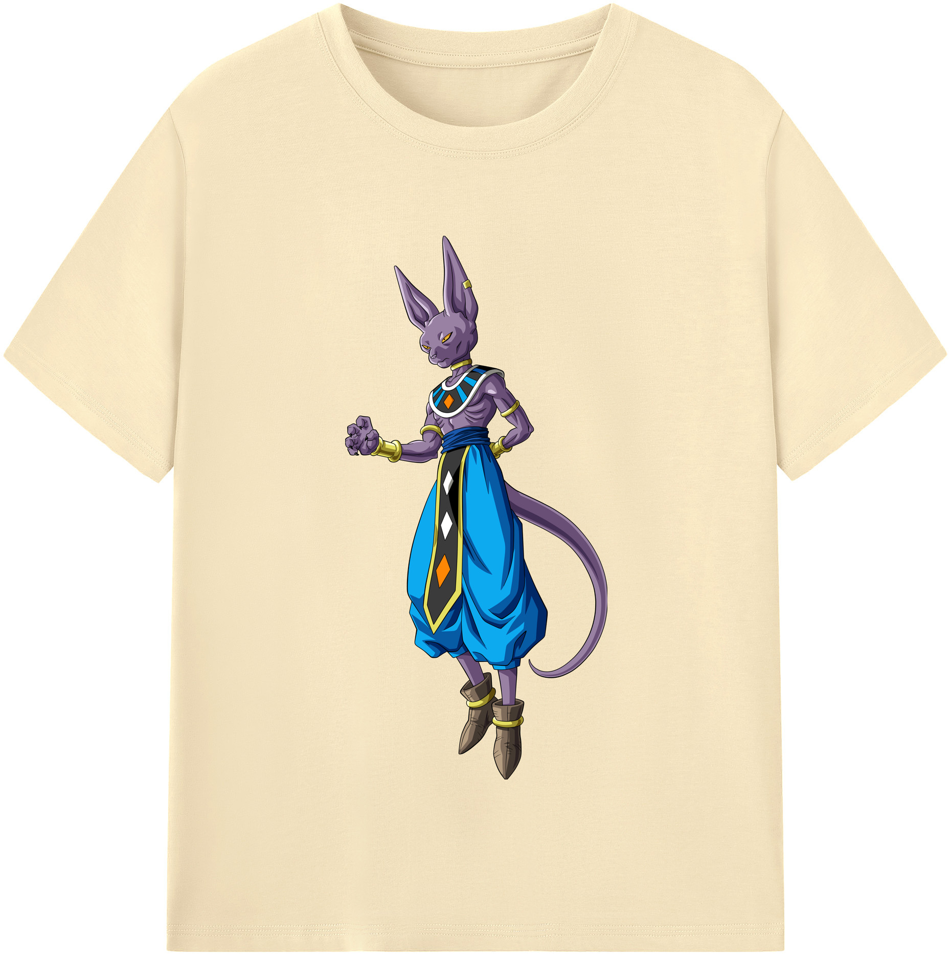 （画像用） ドラゴンボール ビルス 破壊神ビルス DRAGON BALL Beerus Birusu 綿100％半袖Tシャツ（フロントプリント）