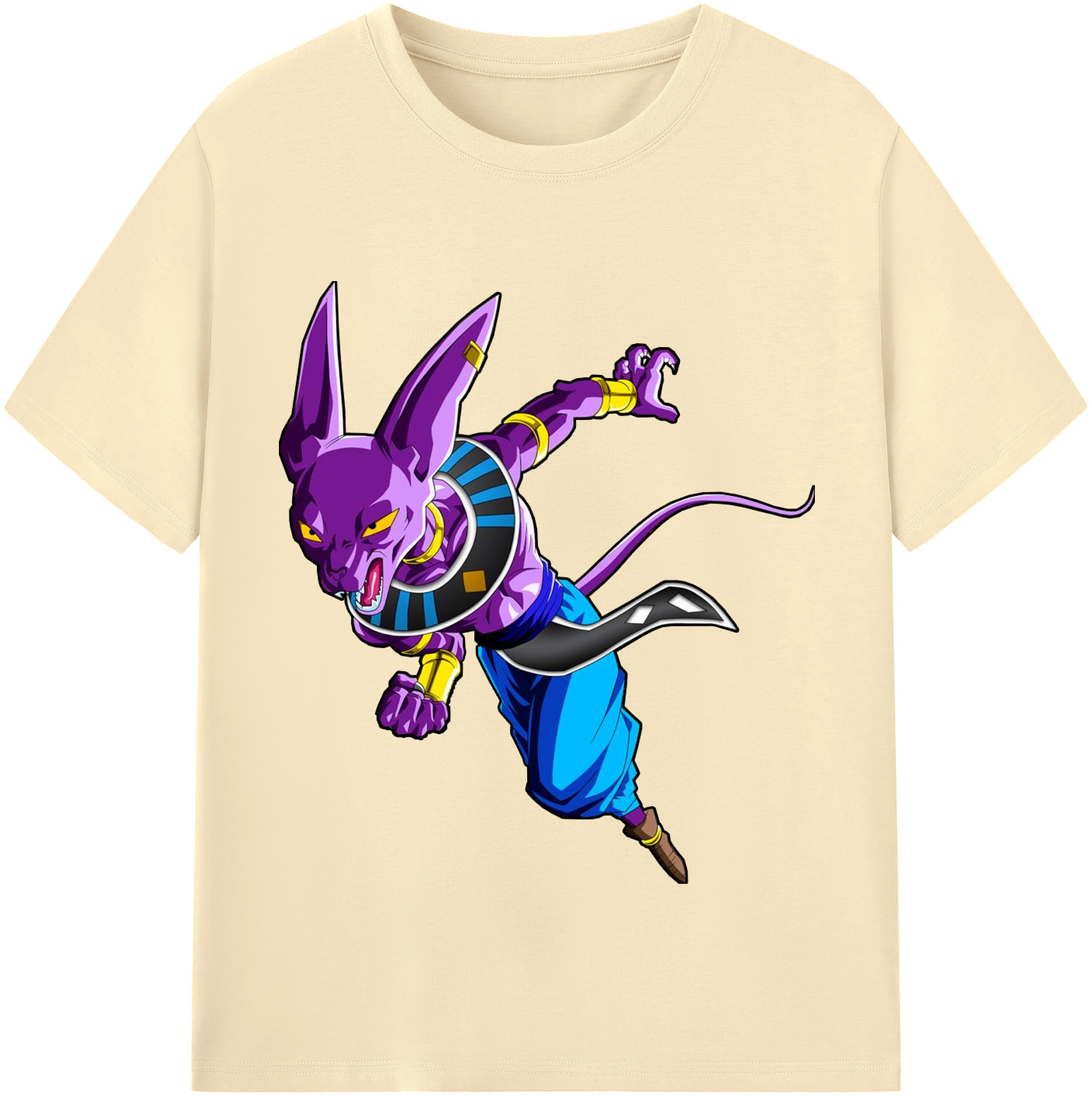 （画像用） ドラゴンボール ビルス 破壊神ビルス DRAGON BALL Beerus Birusu 綿100％半袖Tシャツ（フロントプリント）