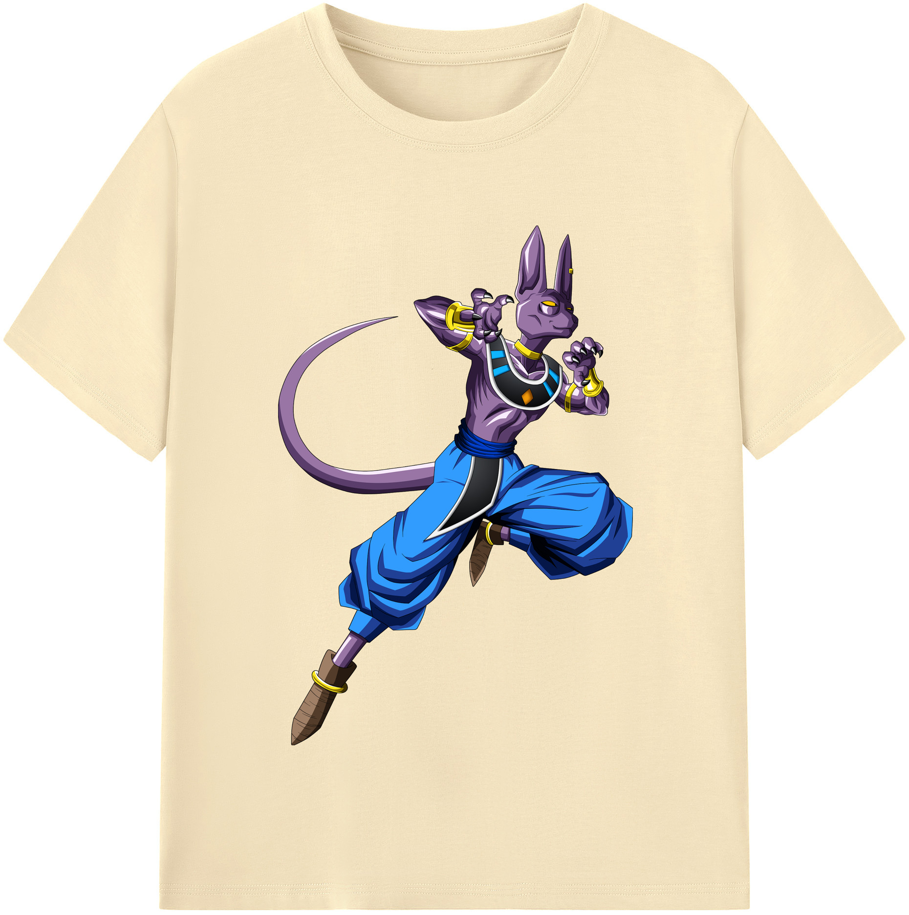 （画像用） ドラゴンボール ビルス 破壊神ビルス DRAGON BALL Beerus Birusu 綿100％半袖Tシャツ（フロントプリント）