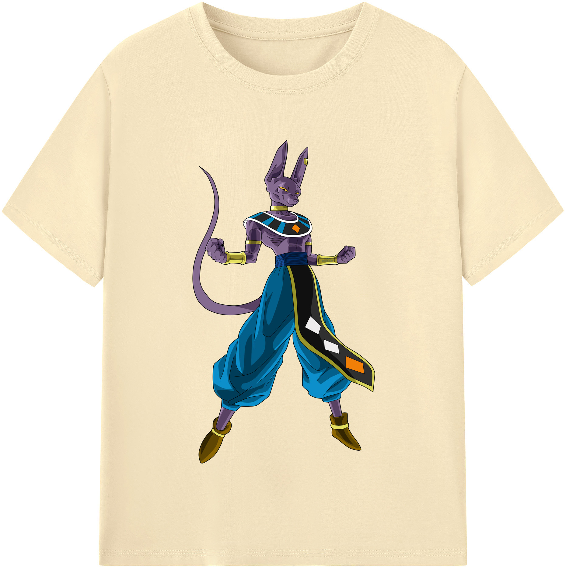 （画像用） ドラゴンボール ビルス 破壊神ビルス DRAGON BALL Beerus Birusu 綿100％半袖Tシャツ（フロントプリント）