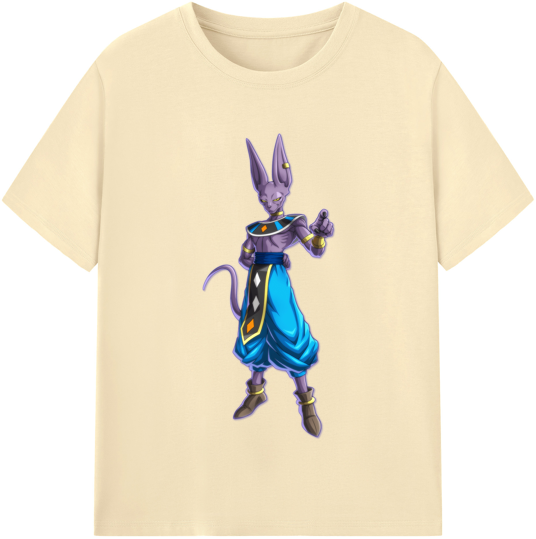 （画像用） ドラゴンボール ビルス 破壊神ビルス DRAGON BALL Beerus Birusu 綿100％半袖Tシャツ（フロントプリント）