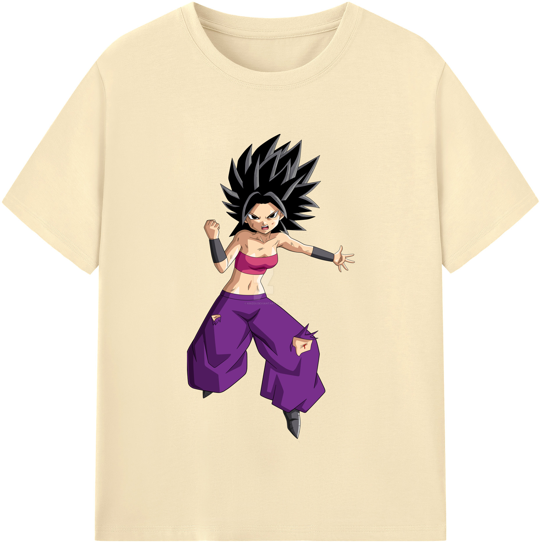 （画像用） ドラゴンボール カリフラ DRAGON BALL Caulifla 綿100％半袖Tシャツ（フロントプリント）