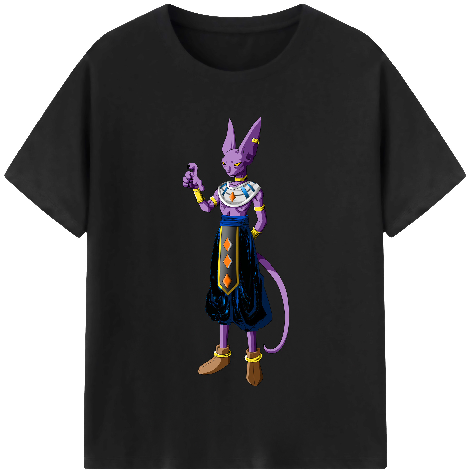 （画像用） ドラゴンボール ビルス 破壊神ビルス DRAGON BALL Beerus Birusu 綿100％半袖Tシャツ（フロントプリント）
