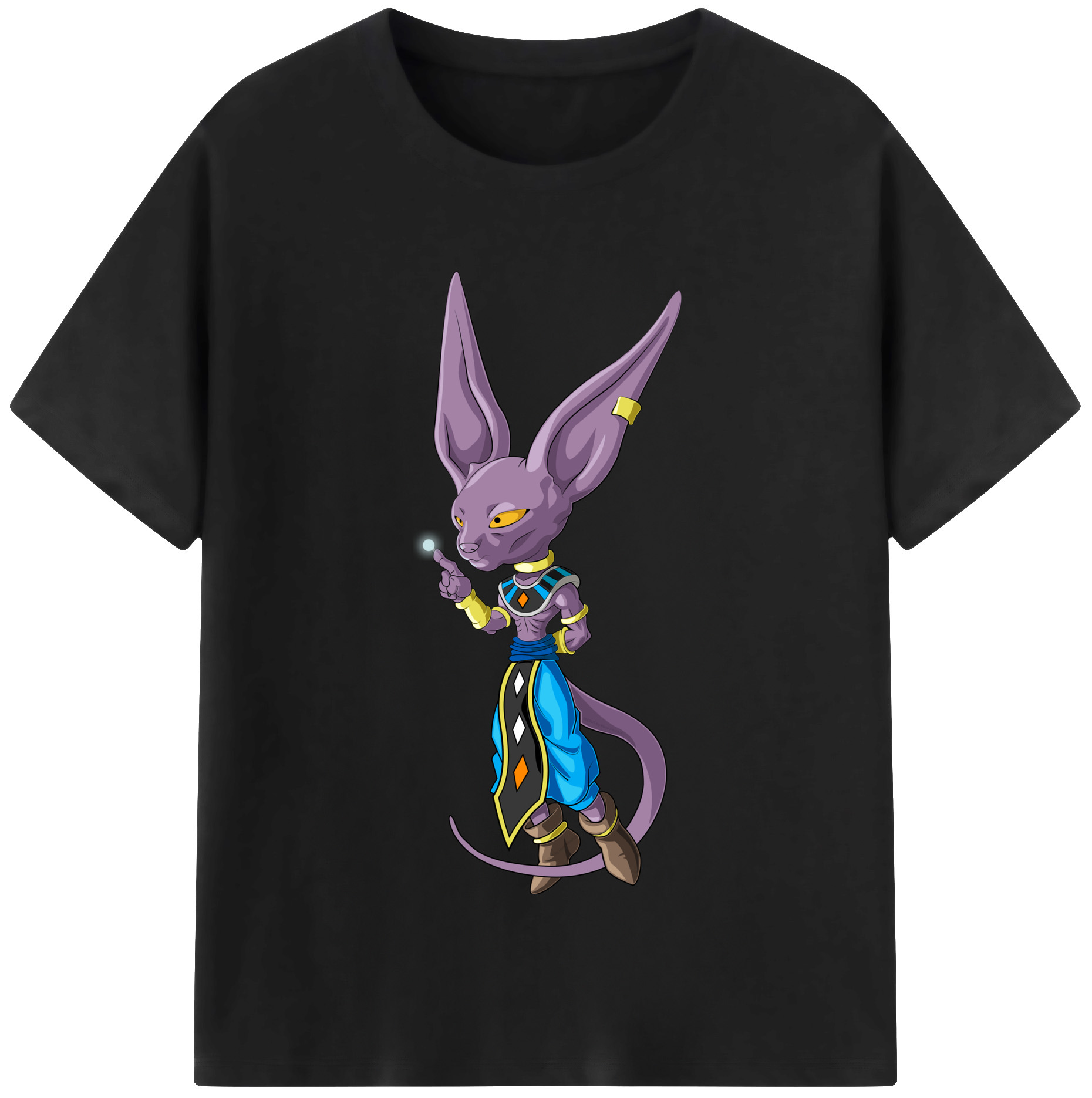 （画像用） ドラゴンボール ビルス 破壊神ビルス DRAGON BALL Beerus Birusu 綿100％半袖Tシャツ（フロントプリント）