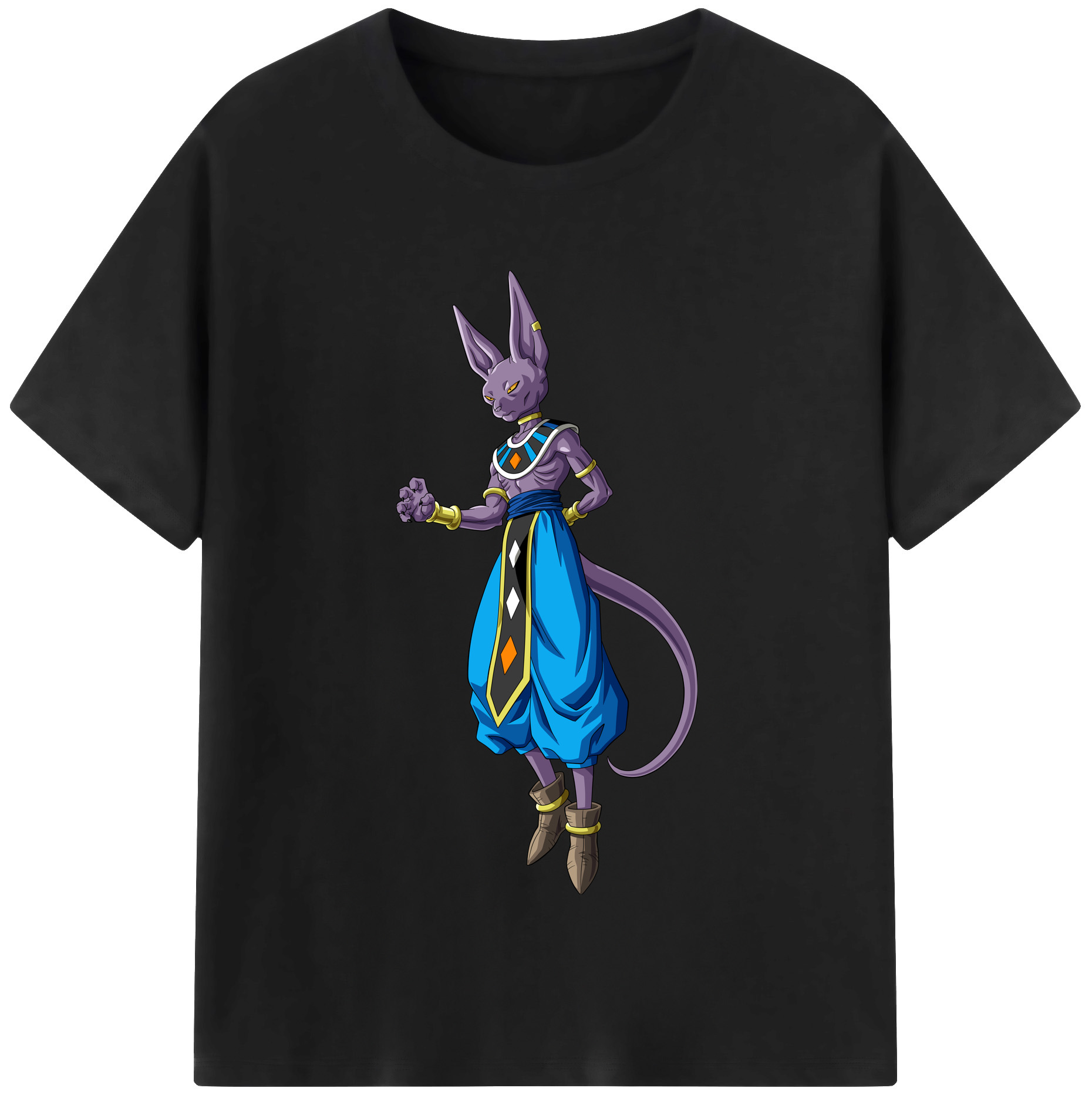 （画像用） ドラゴンボール ビルス 破壊神ビルス DRAGON BALL Beerus Birusu 綿100％半袖Tシャツ（フロントプリント）
